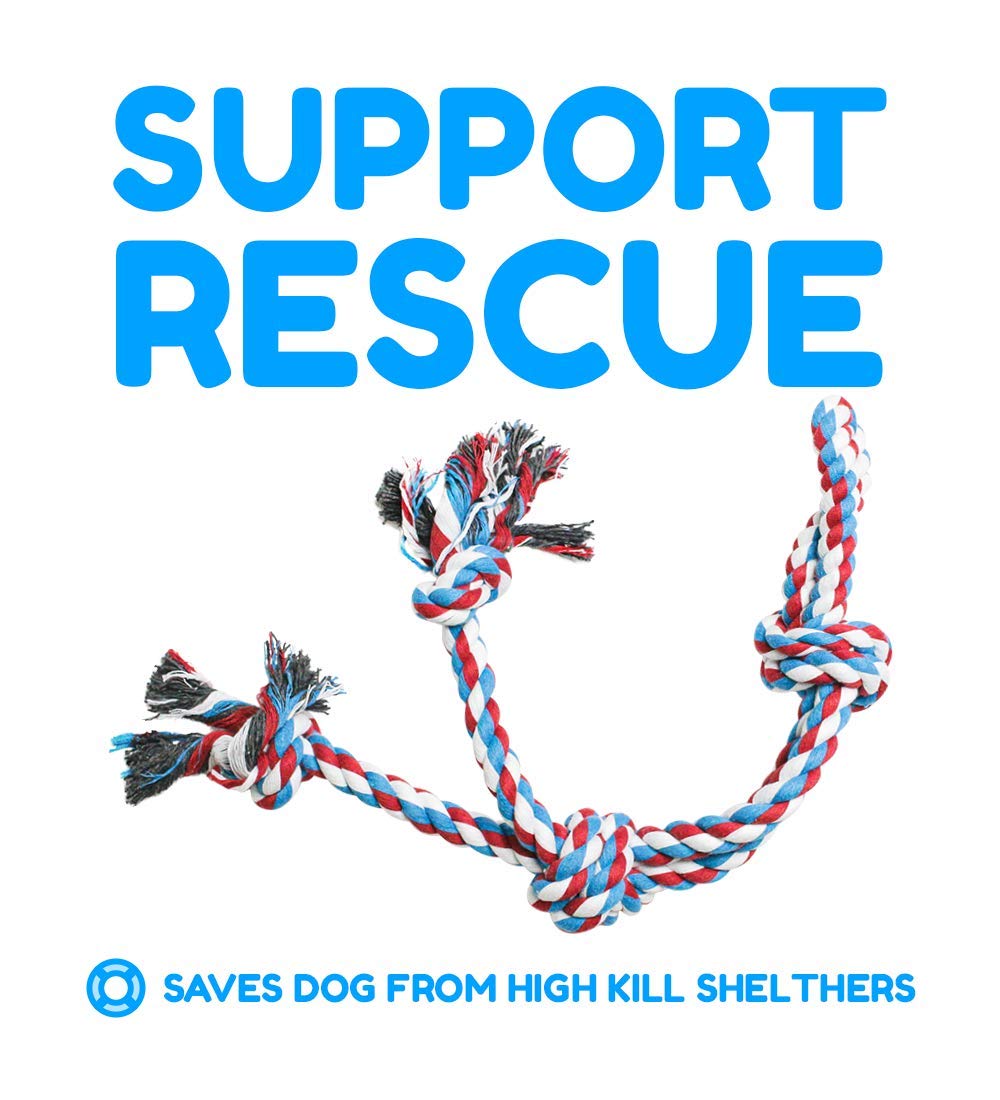 XL Nearly Indestructible Dog Rope Toy for Aggressive Chewers - Tough Tug of War Dog Toy for Large Dogs - Supports Non-Profit Dog Rescue - Perfect for Outdoor Play and Indoor Training, Red