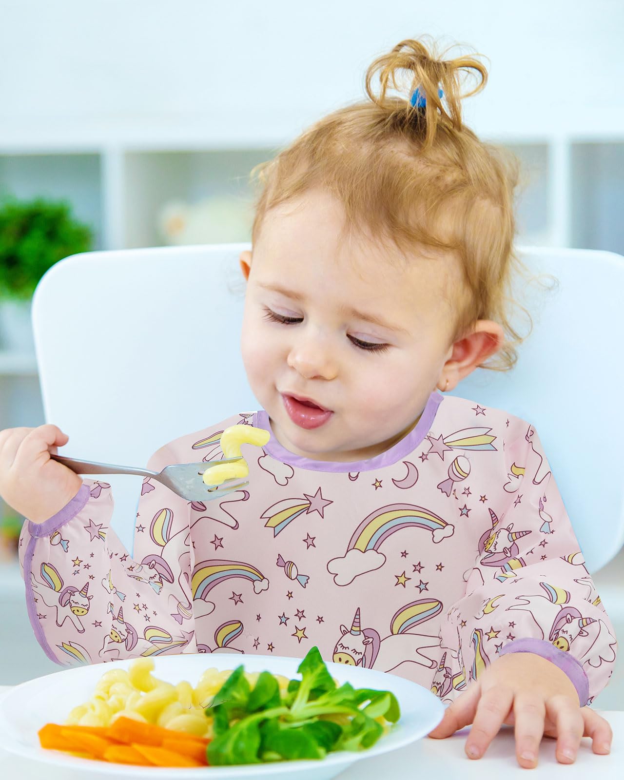 Lictin 3 Pack Baby Bibs for Boys & Girls - Waterproof Long Sleeve Toddler Bibs with Cute Designs - Perfect for Feeding, Mealtime & Messy Play