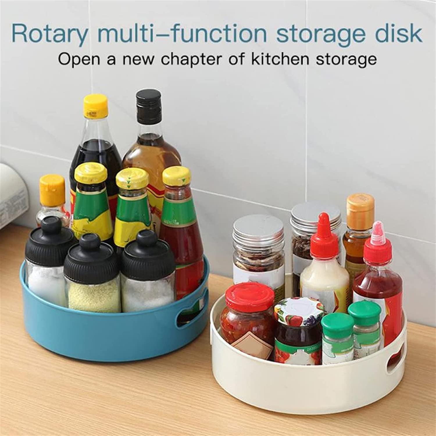 HOLLIO 360° Rotating Lazy Susan Tray - Large Off-White Kitchen Organizer for Spices, Cosmetics & Pantry Storage | Multi-Purpose Revolving Turntable for Countertop, Cabinet & Bathroom Organization