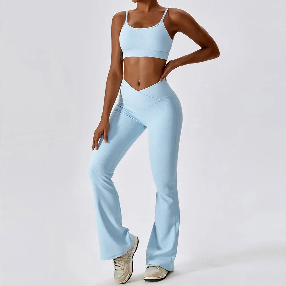 2PCS Seamless Yoga Set for Women - High Waisted Gym Leggings & Sports Bra Workout Outfit - Comfortable Fitness Tracksuits for Yoga, Running & Gym Training
