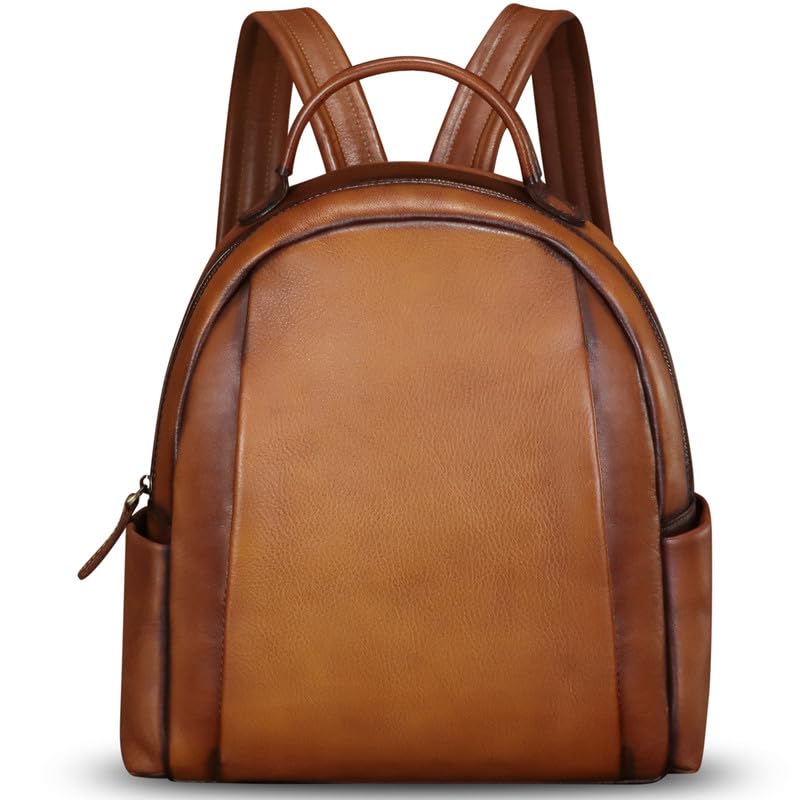 IVTG Genuine Leather Backpack for Women - Vintage Fashion Handmade Satchel Bookbag, Casual Daypack Purse (Brown) | Perfect for Work, Travel & College