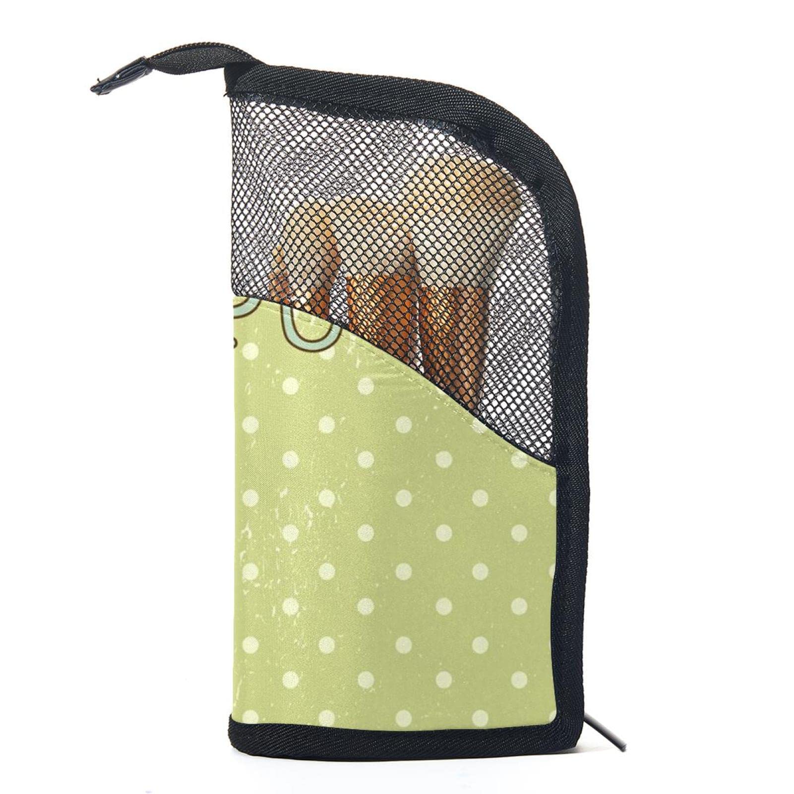 Portable Makeup Brush Organizer Bag with 12 Slots - Cute Pug Dog Pattern Cosmetic Brush Holder Case for Travel & Home Storage