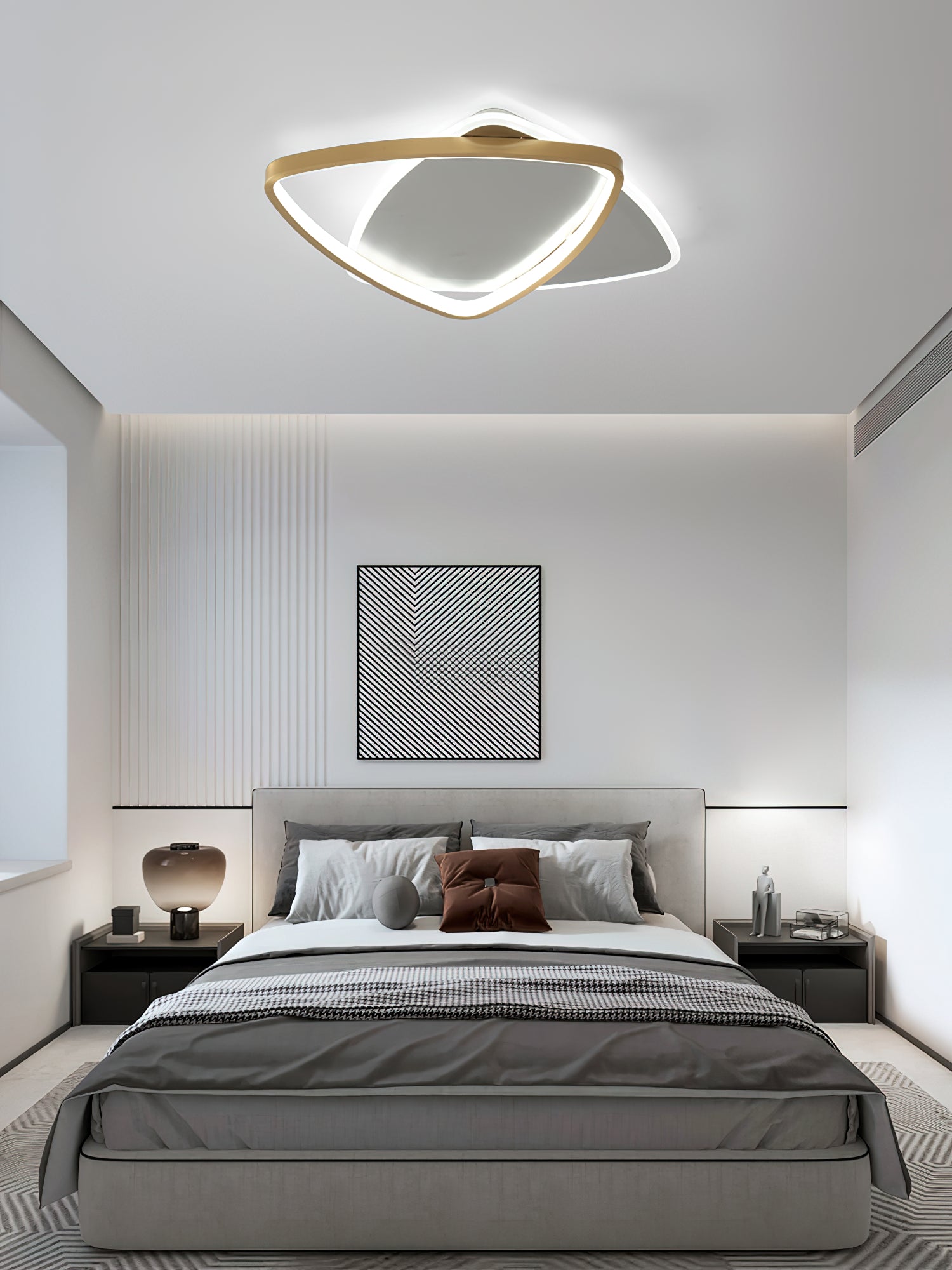 Double Layer Copper Ceiling Light Fixture - Modern Industrial Pendant Lighting for Living Room, Dining Room, Kitchen & Bedroom