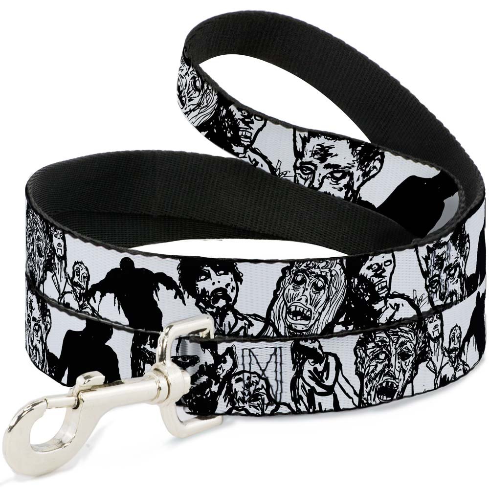 Durable 4FT Dog Leash for Walking - 1.5 Inch Wide Heavy Duty Pet Lead with Metal Clip (White/Black) - Perfect for Medium/Large Dogs, Outdoor Adventures & Daily Walks