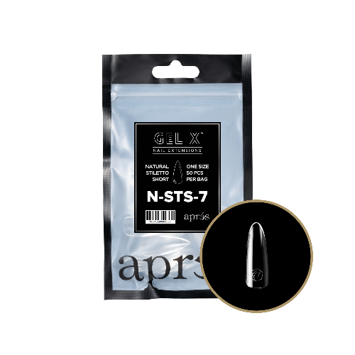 Apres Gel X Refill Tips 2.0 - 50pcs Natural Short Stiletto Nail Extensions for Salon & DIY Manicure - Perfect for Home, Party & Special Occasions