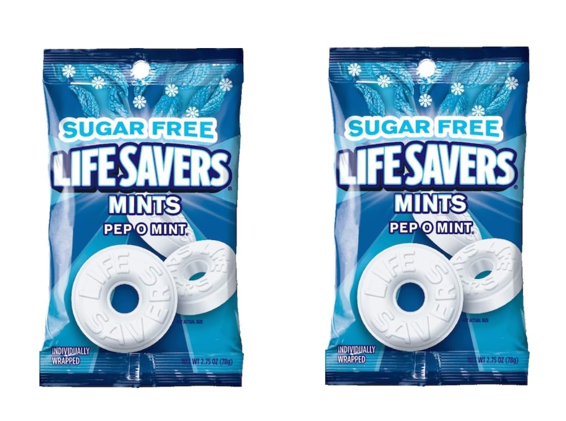 Sugar Free Life Savers Hard Candy Breath Mints - Refreshing Individually Wrapped Mints for Fresh Breath - Pack of 2 (Great for Office, Travel & After Meals)