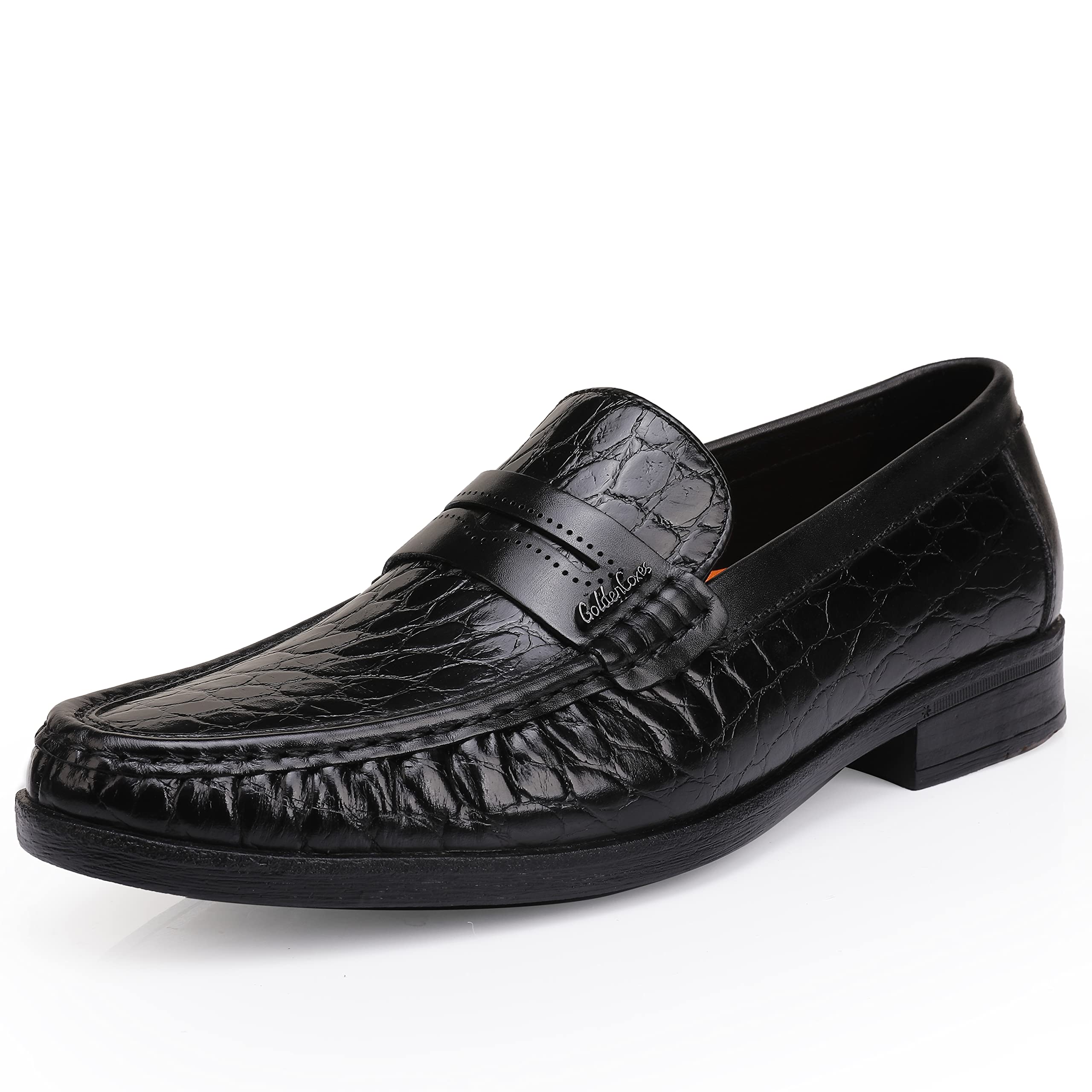 Premium Men's Leather Penny Loafers - Crocodile Print Formal Dress Shoes - Comfortable Slip-On Loafers for Business & Wedding - Ideal for Office, Parties & Special Occasions