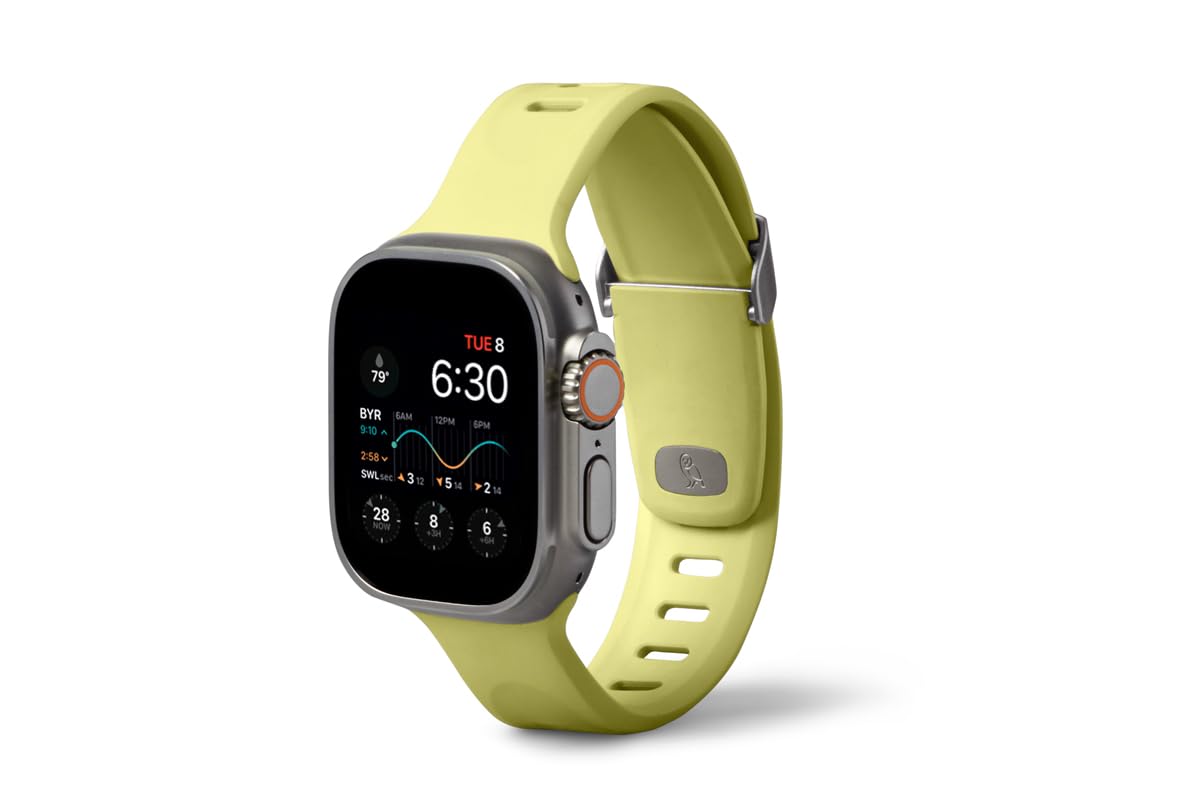 Bellroy Venture Watch Strap Large - Premium Leather Apple Watch Band Compatible with 42mm 49mm Series 1-9 & Ultra | Citrus Color | Perfect for Outdoor Adventures, Workouts & Everyday Wear
