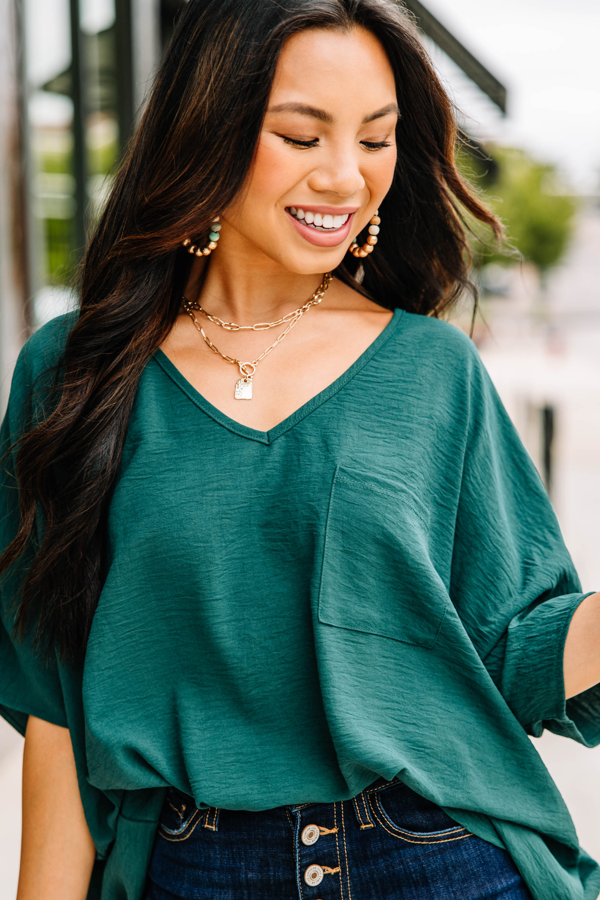 Stylish Forest Green Women's Top - Soft & Comfortable Casual Blouse for Everyday Wear | Perfect for Work, Outings & Relaxation