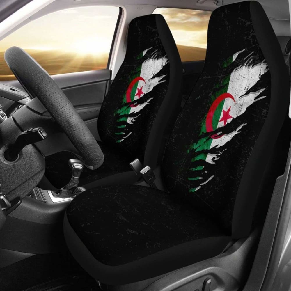 Algeria In Me Grunge Style Car Seat Covers (Set of 2) - Durable & Stylish Auto Accessories for Trucks, SUVs & Sedans - Perfect for Road Trips & Daily Commutes