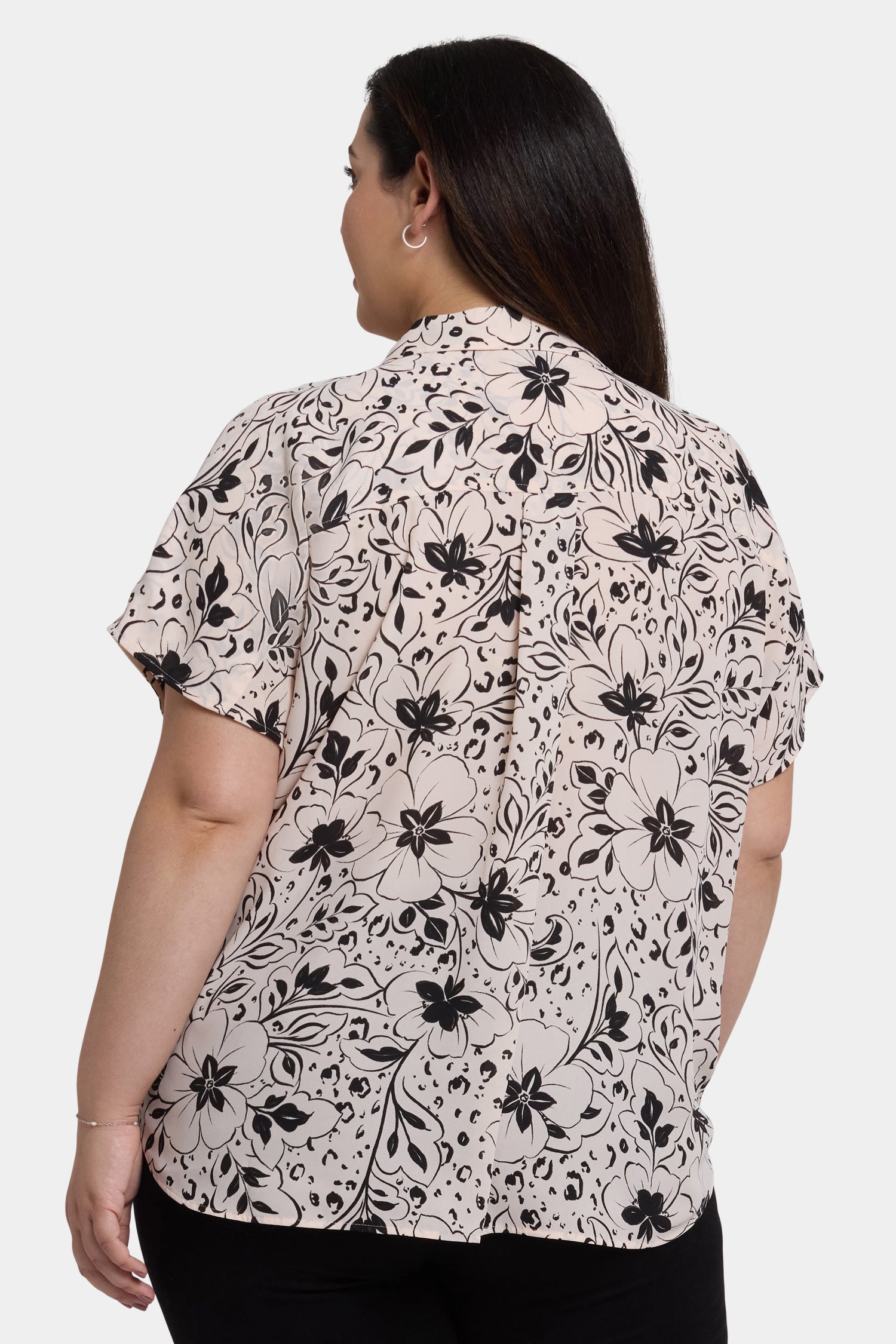 Becky Plus Size Short Sleeve Blouse with Luna Floral Print - Perfect for Office Wear & Casual Outfits