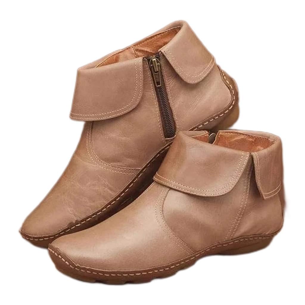 JMMSlmax Women's Ankle Boots - Low Heel Arch Support, Side Zip Wedge Booties with Orthopedic Comfort for All-Day Wear | Vintage Style for Work, Casual & Winter Outfits