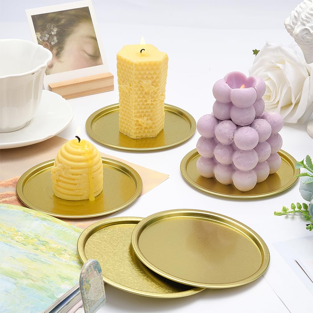 OLYCRAFT 10-Piece 4.3 Inch Decorative Iron Candle Holders - Golden Pillar Candle Stand for Wax Candles, Perfect for Wedding Centerpieces, Table Decor & Home Ambiance Lighting
