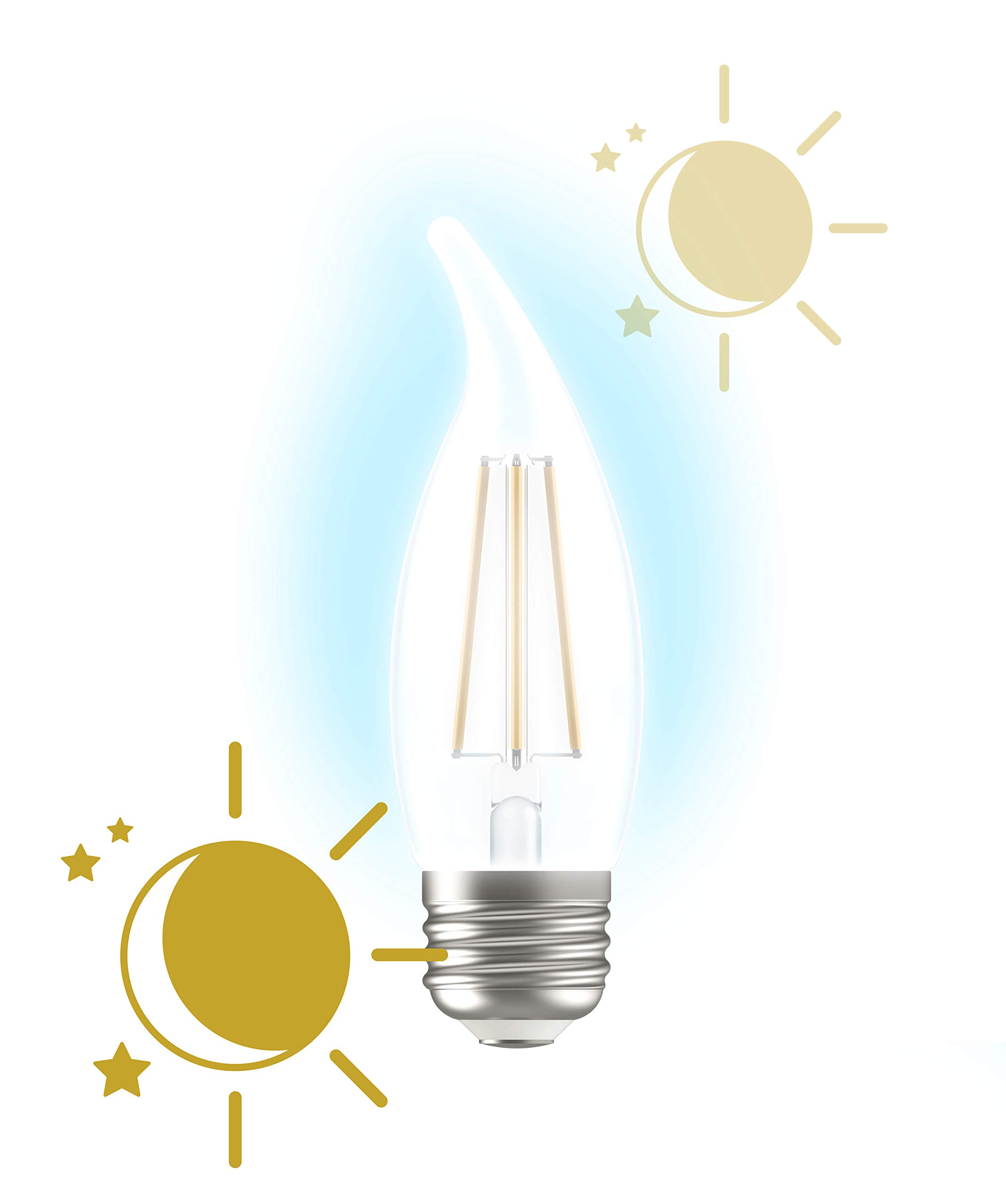 GE LED+ CA11 Dusk to Dawn Sensor Light Bulbs - Automatic On/Off Outdoor Security Lighting, Daylight White (5000K), E26 Medium Base, 2-Pack - Perfect for Porch, Garage, Garden & Pathway Illumination