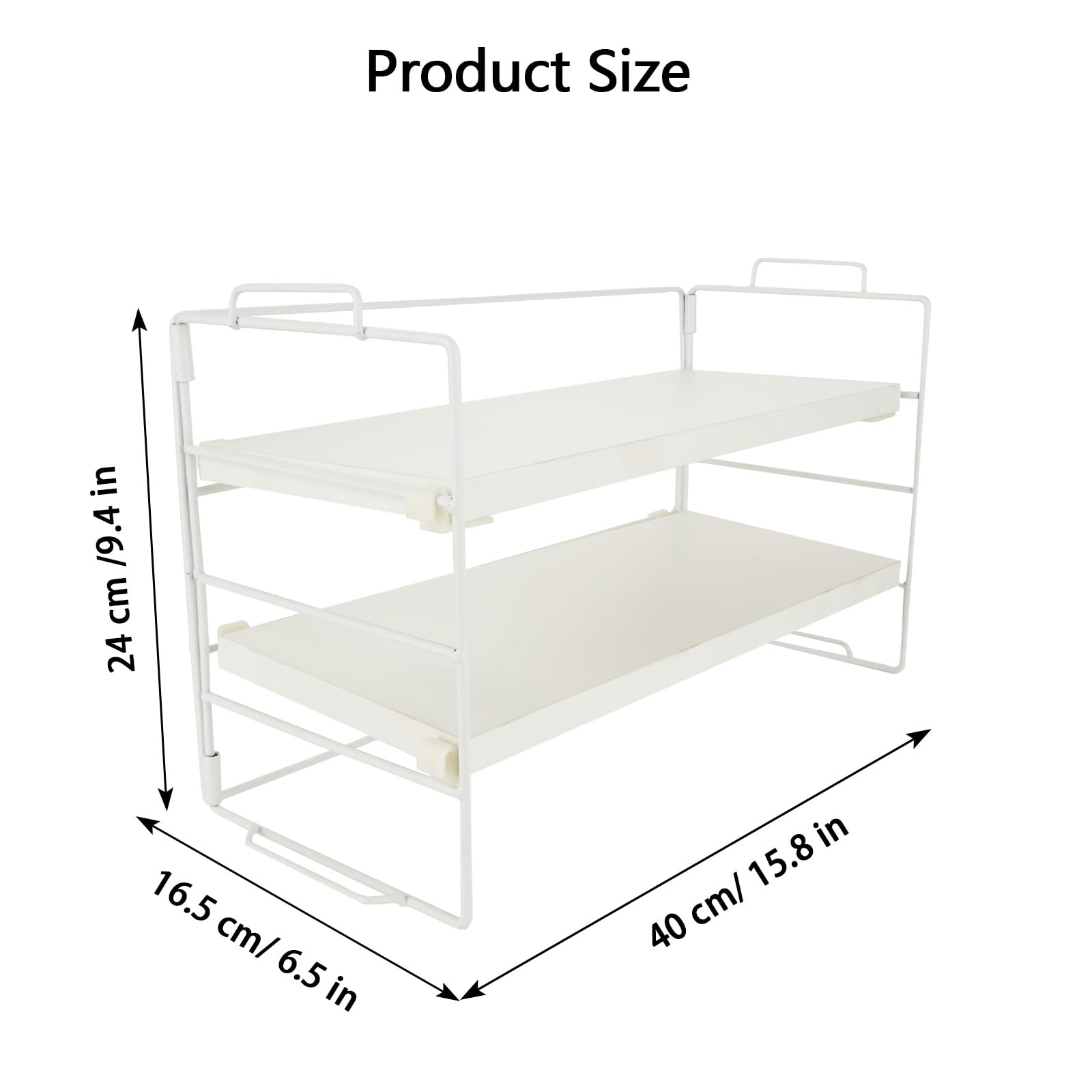 2-Tier White Desktop Organizer Shelf - Adjustable Office Supplies Storage Rack for Desk, School & Kitchen | Perfect for Organizing Pens, Files & Small Items in Workspaces, Dorms & Home Offices
