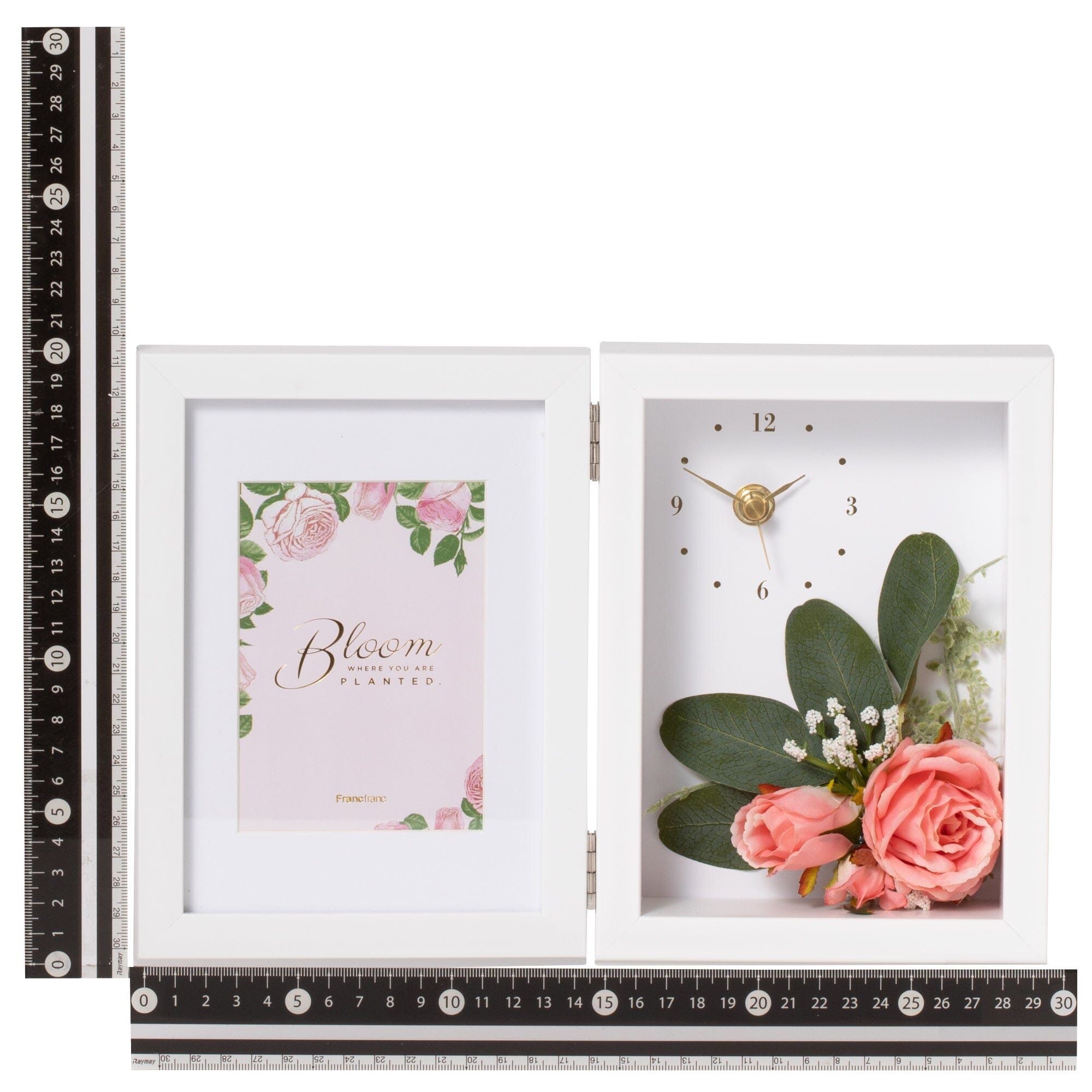 Pink Floral Photo Frame with Built-in Clock - Perfect for Home Decor, Bedroom, Living Room & Gift Ideas