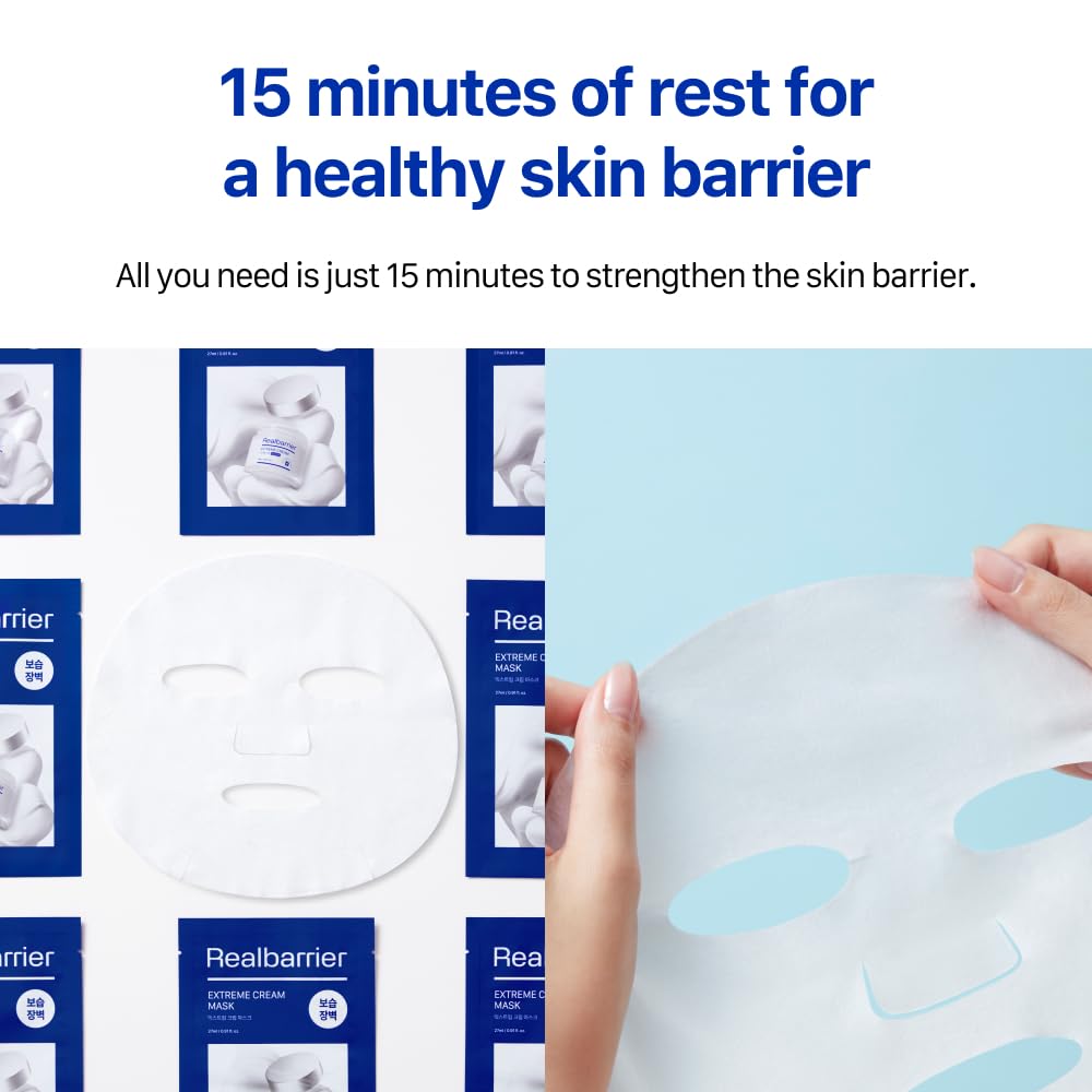 Real Barrier Extreme Cream Mask - Skin Repair for Dry & Sensitive Skin | Korean Skincare | 10 Sheets for Daily Hydration