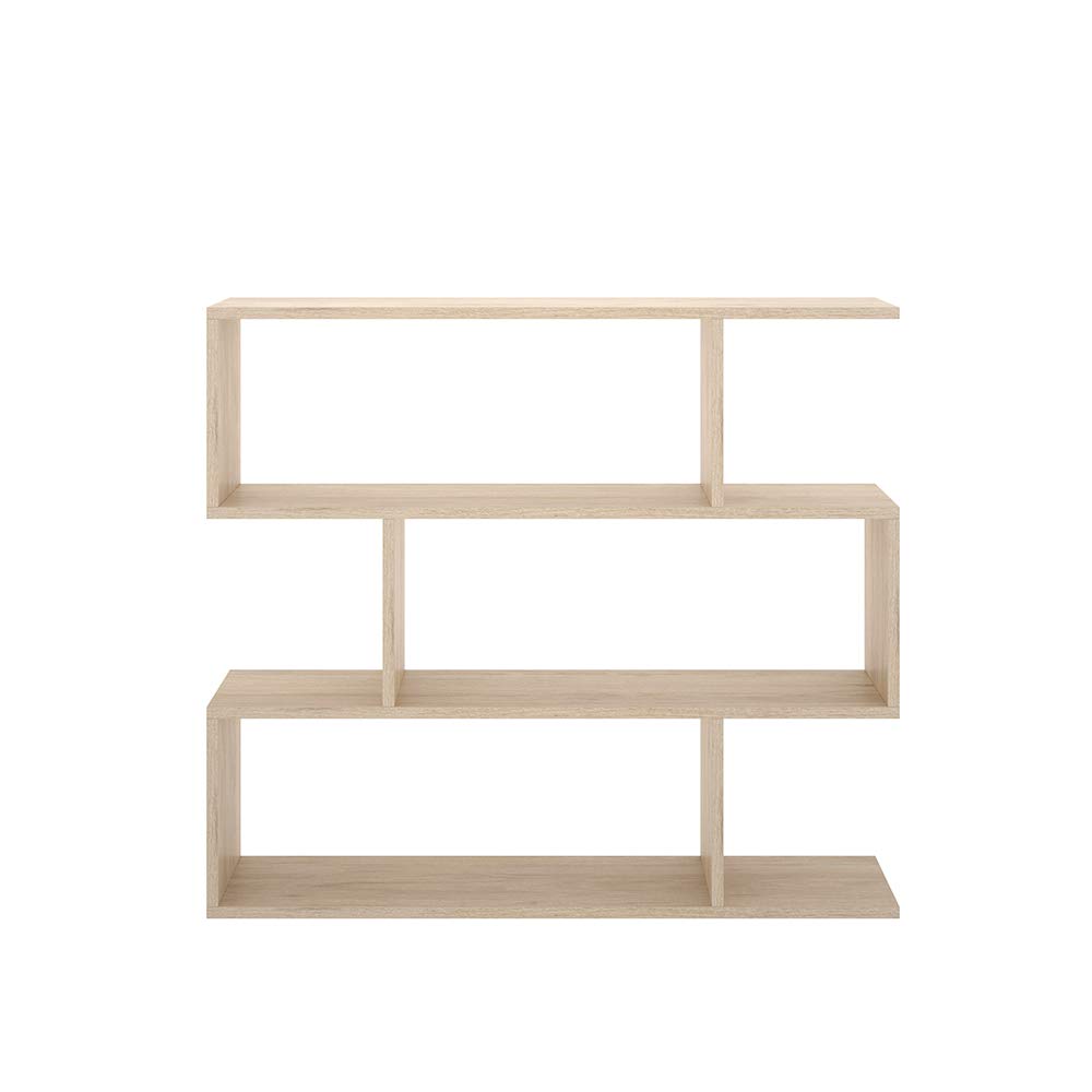 Rimobel Lis Low Oak Bookcase - Modern Wooden Bookshelf for Living Room, Bedroom & Office Storage
