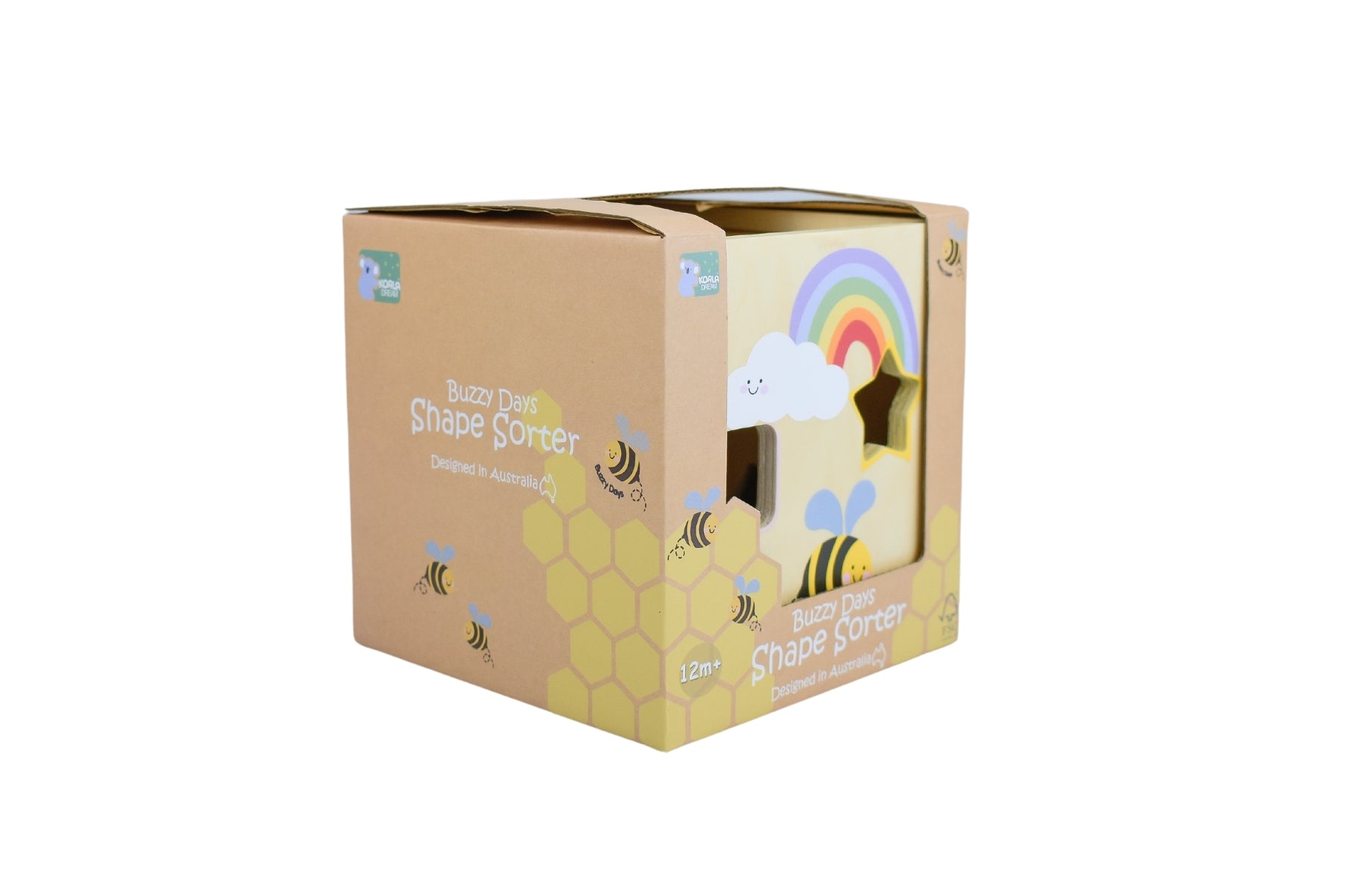 Koala Dream Buzzy Days Bee Shape Sorter Toy - Educational Wooden Puzzle for Toddlers 1-3 Years - Montessori Learning & Fine Motor Skills Development - Perfect for Daycare, Preschool & Home Playtime