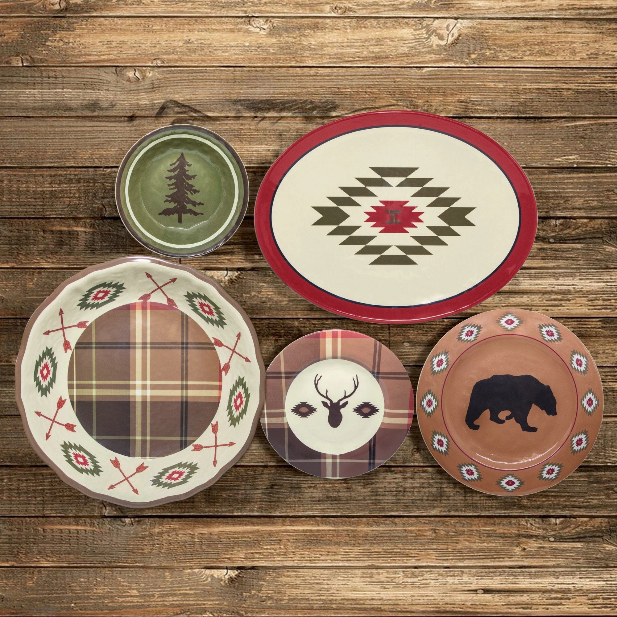 Aztec Bear Melamine Serving Bowl - Durable & Lightweight Dishware for Salads, Snacks & Entertaining - Perfect for Parties, Picnics & Family Dinners