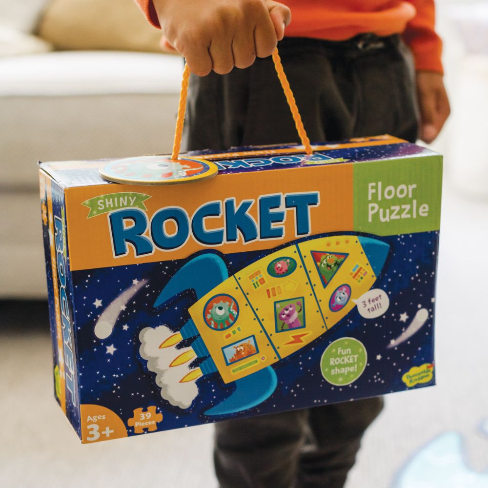 Peaceable Kingdom Shiny Rocket Floor Puzzle for Kids – Fun & Educational Space-Themed Puzzle for Playrooms & Classrooms