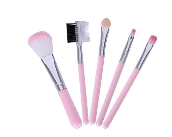 Premium Synthetic Makeup Brush Set - 5 Piece Professional Eye, Lip, Foundation & Highlighter Brushes for Flawless Beauty Application | Perfect for Daily Makeup, Travel & Professional Makeup Artists