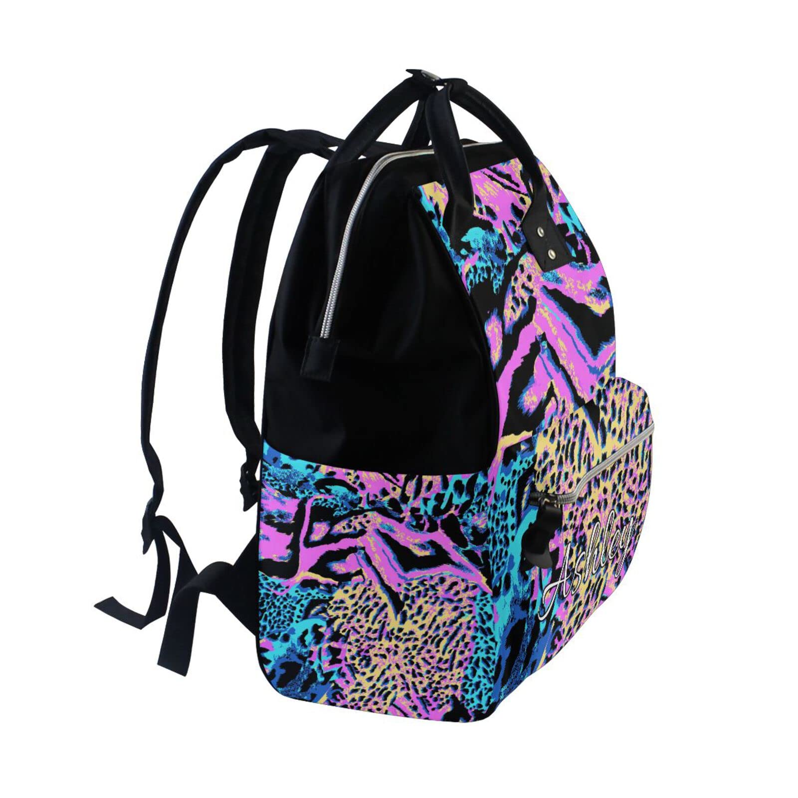 MCHIVER Personalized Leopard Print Diaper Backpack - Custom Name Mommy Baby Bag, Large Waterproof Nursing & Travel Backpack for Moms - Perfect for Daycare, Hospital Visits & Family Outings