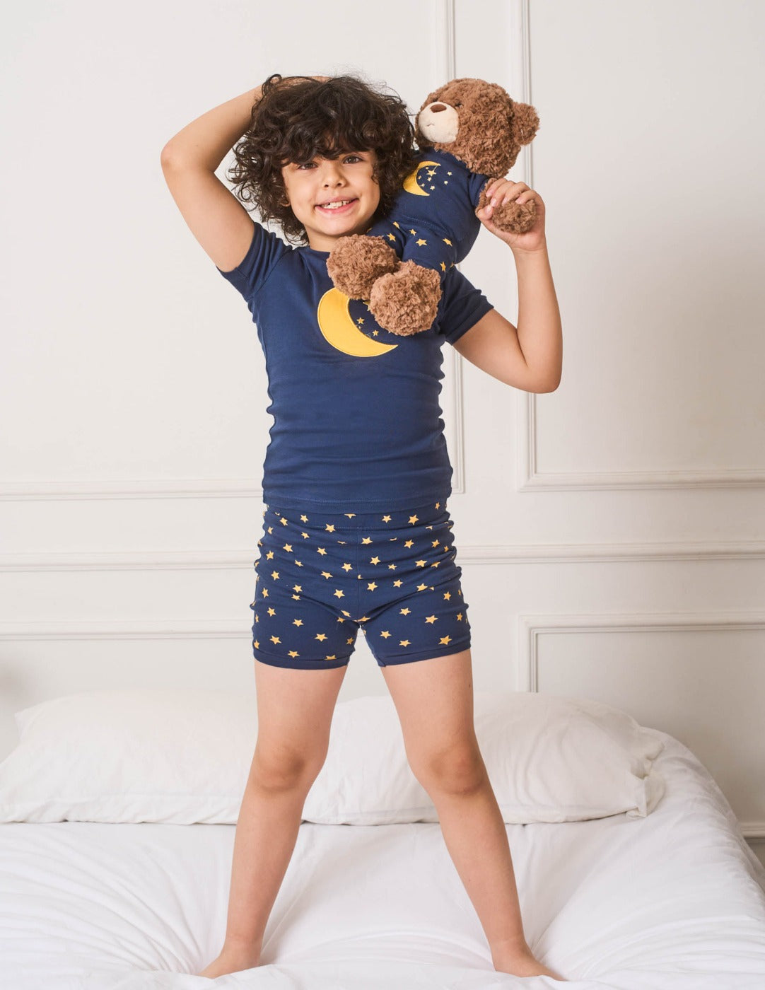 Matching Girl and Doll Short Moon & Stars Pajama Set - Cute Comfortable Sleepwear for Kids & Toys - Perfect for Bedtime, Sleepovers, and Photo Shoots