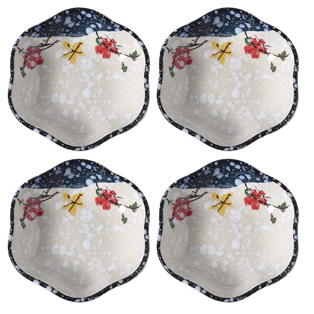 UPKOCH 4-Piece Ceramic Condiment Dishes Set - Japanese Style Seasoning Saucers for Soy Sauce, Spices & Dipping Sauces - Perfect for Sushi, Ramen & Asian Cuisine
