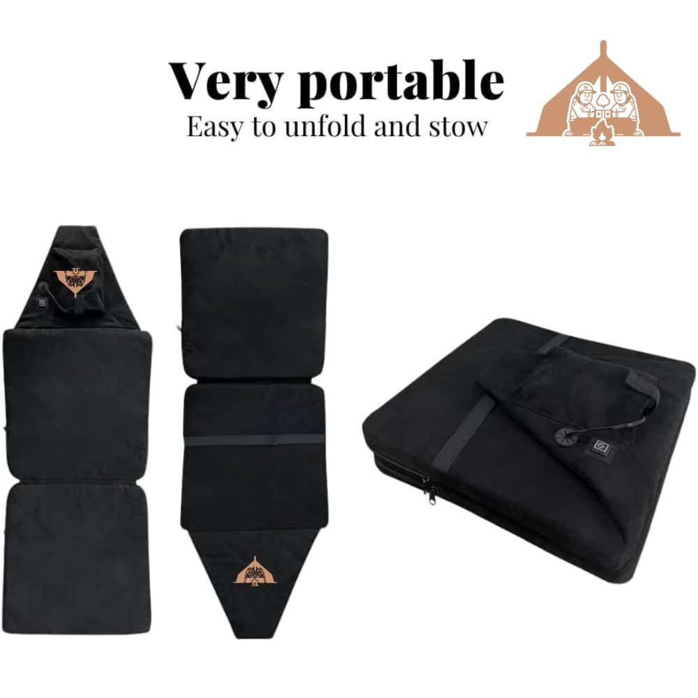 Portable Heated Camping Chair for Adults - Foldable Outdoor Seat with Back Support & Heating Function - Perfect for Camping, Hiking, Beach & Backyard Use (Power Pack Not Included)