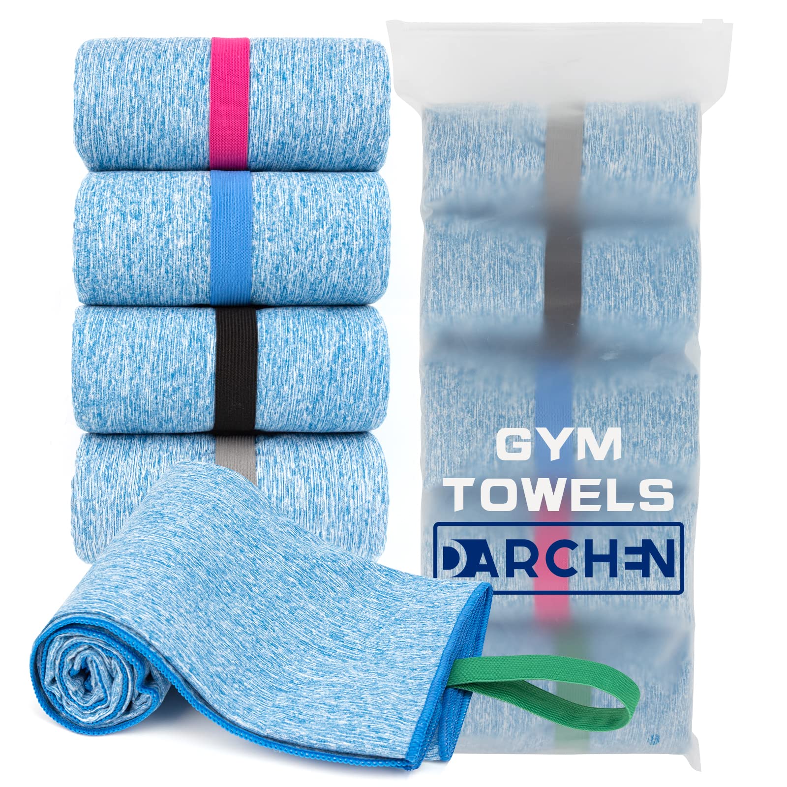 5 Pack Quick Dry Gym Towels for Men - Microfiber Silver Ion Workout Towels for Tennis, Sports & Exercise - Super Absorbent & Compact Fitness Accessories (Great for Gym, Yoga, Running & Outdoor Activities)