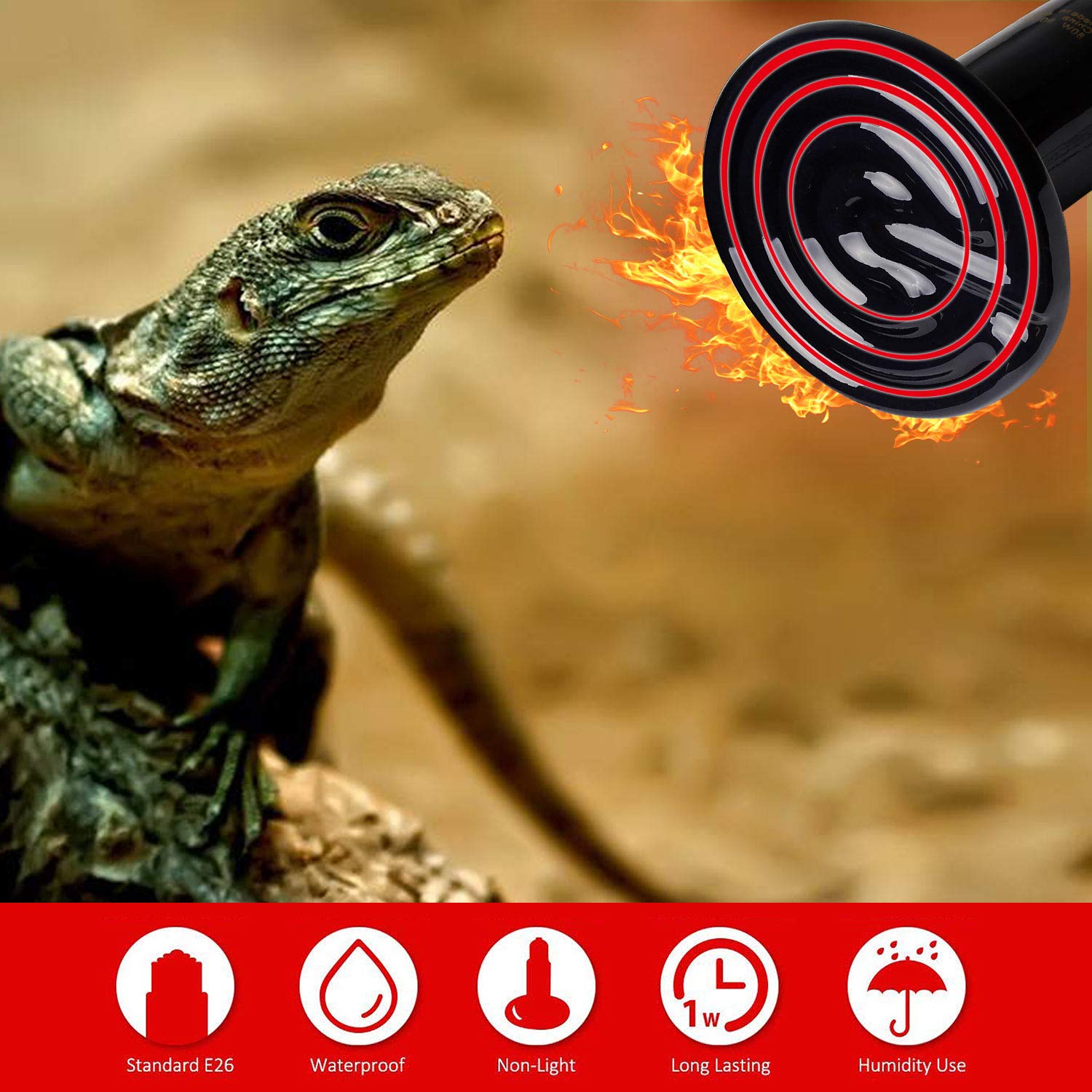 80W Ceramic Heat Emitter Bulb - No Light Reptile Heat Lamp for Amphibians, Chickens & Tortoises - 2 Pack Black - Perfect for Pet Brooders, Coops & Aquariums