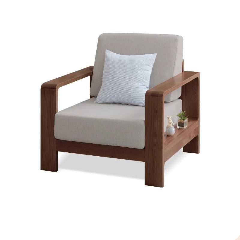 Oak Solid Wood Modern Fabric Sofa - Contemporary Living Room Furniture for Small Spaces & Apartments | Durable & Stylish Home Decor