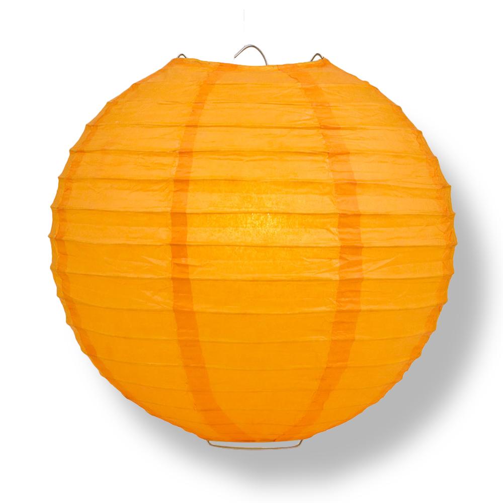 36 Orange Jumbo Round Paper Lanterns with Even Ribbing - Bulk Pack for Party Decorations, Wedding, Chinese New Year & Home Decoration