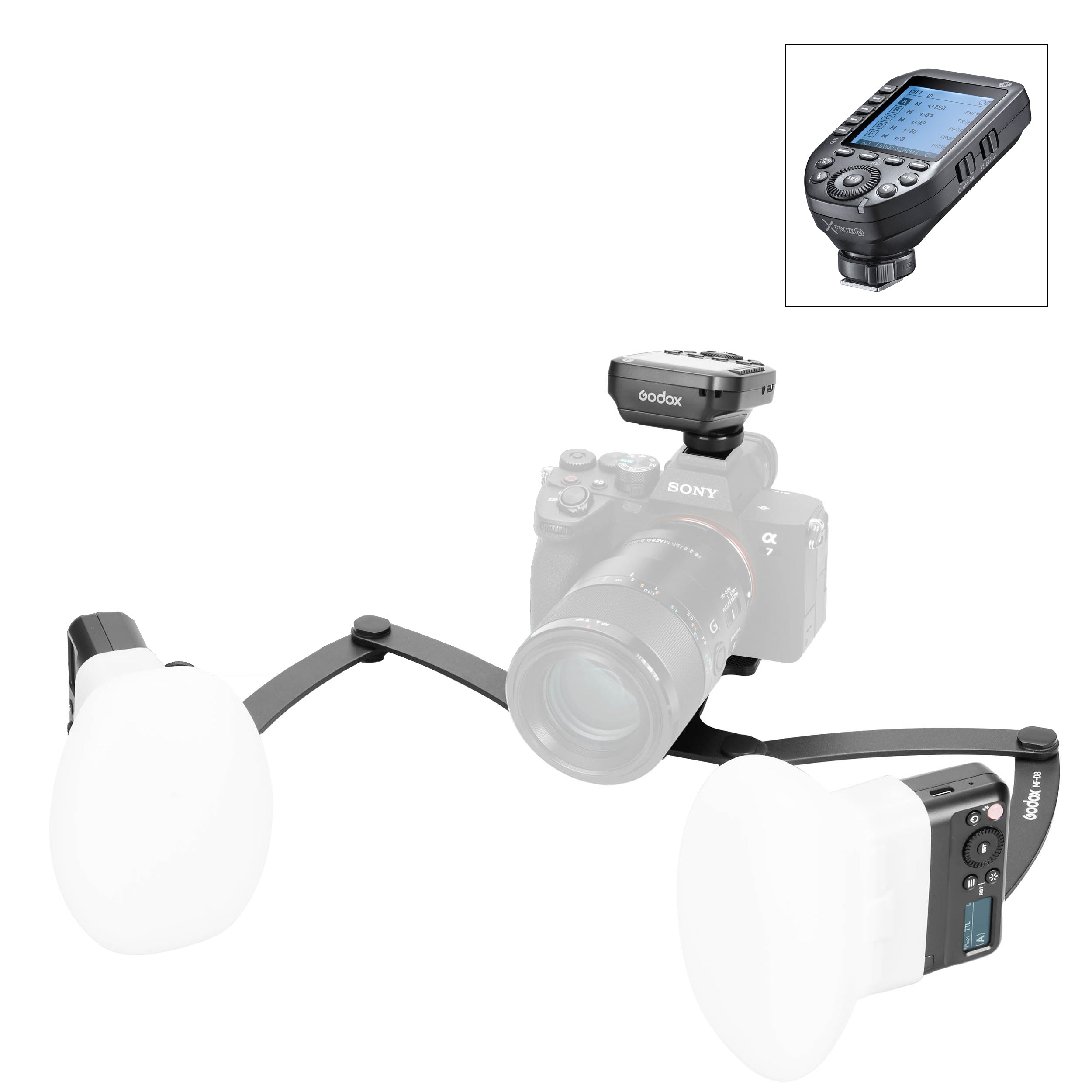 Godox MF12 Twin Kit with Dental Bracket, Diffusers & XPROII Trigger - Professional Dental Photography Lighting for Intraoral & Portrait Shots