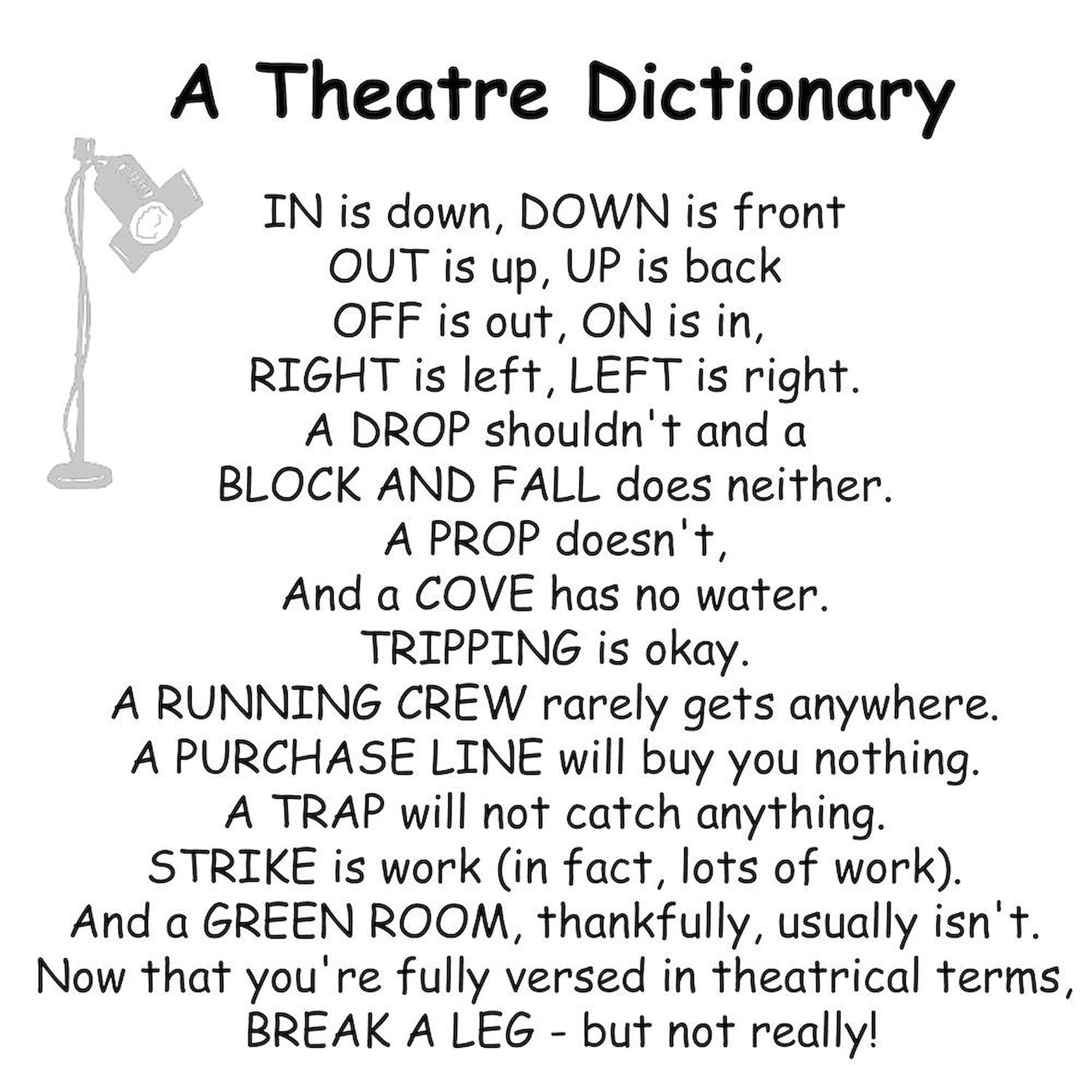 Theatre Dictionary Mug - 11 oz (325 ml) Ceramic Coffee Cup with Funny Theatre Quotes | Perfect Gift for Actors, Directors & Drama Lovers | Ideal for Home, Office & Theatre Rehearsals