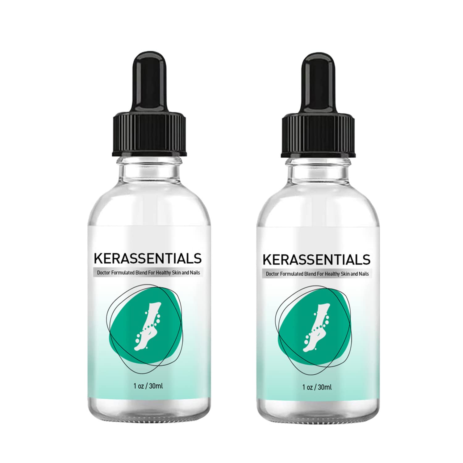 30ML Kerassentials Toenail Fungus Treatment Oil - Fast-Acting Antifungal Nail Solution for Healthy Toes (2-Pack) | Effective for Athlete's Foot & Nail Discoloration at Home or On-The-Go