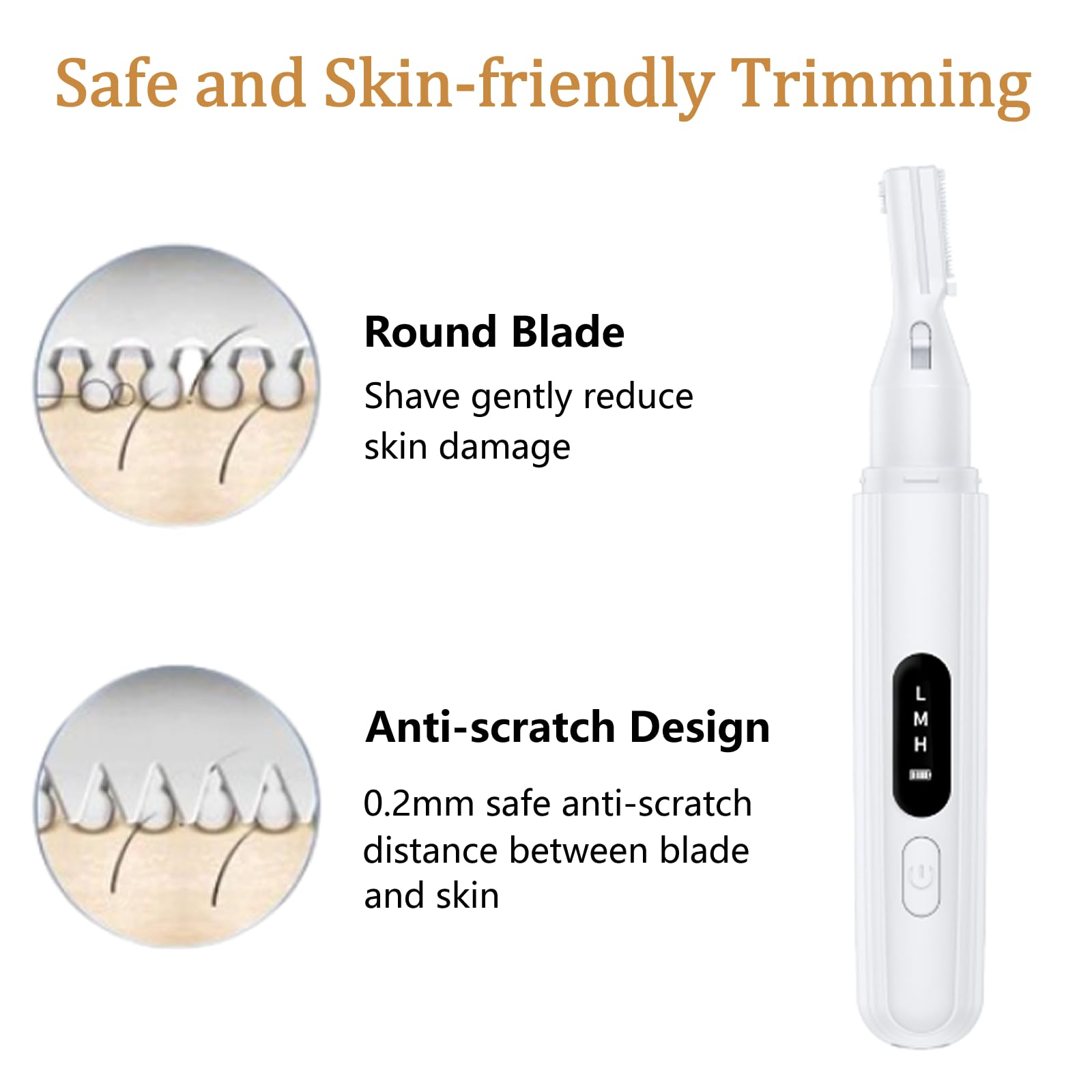 Electric Eyebrow Trimmer for Women & Men - Painless Rechargeable Facial Hair Shaver with Detail Trimmer for Eyebrows, Face, Lips, Armpits, Legs & Body (White) | Perfect for Travel, Home Use & Personal Grooming