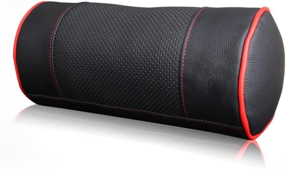 Memory Foam Car Neck Pillow - Soft PU Leather Headrest Support for Cervical Spine Relief - Universal Fit for All Car Models & Seasons (Beige) - Perfect for Long Drives, Commuting & Travel Comfort