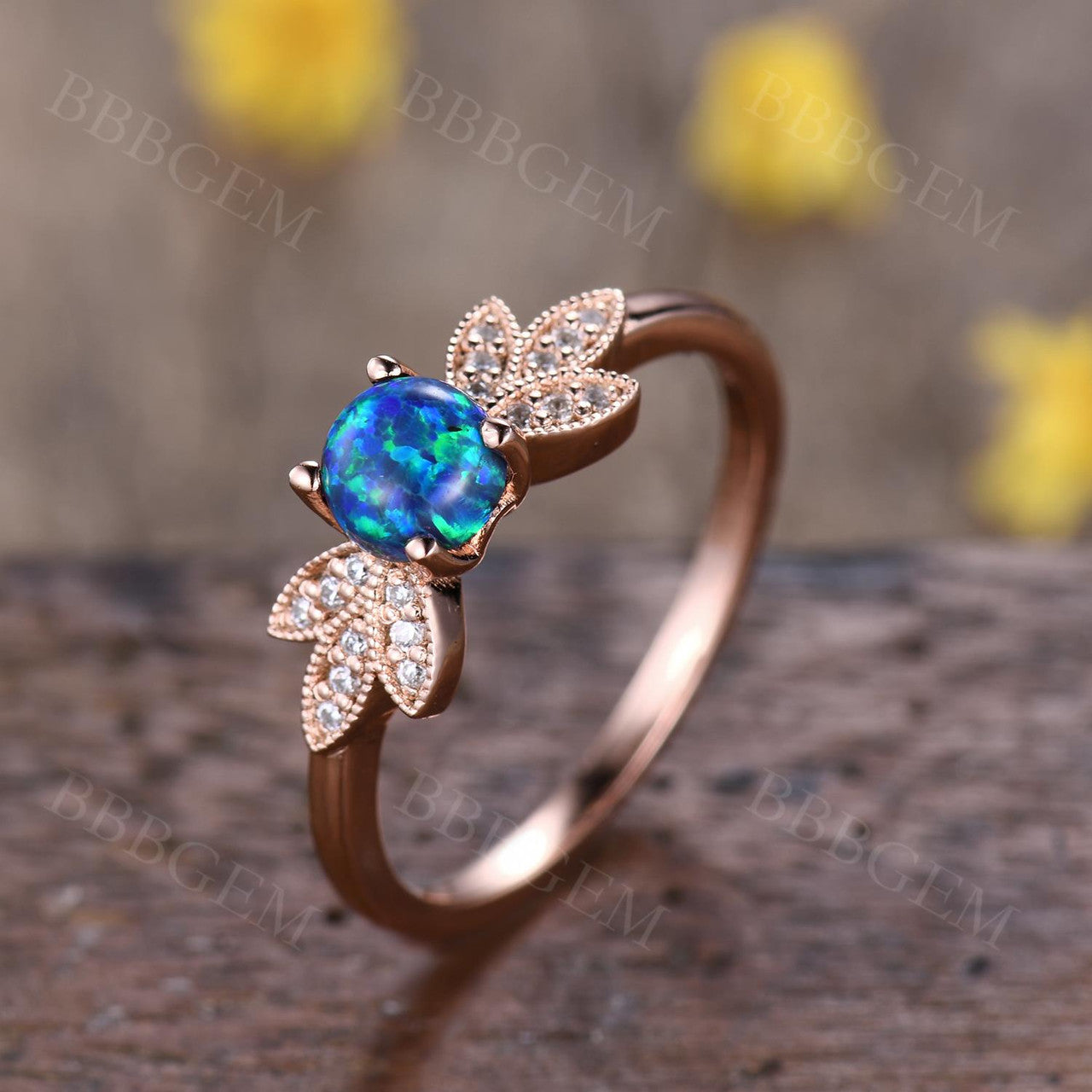 Vintage Black Opal Nadia Diamond Engagement Ring - 14K/18K Gold Wedding Band for Women, Bridal Jewelry Gift for Her, Perfect for Proposals, Anniversaries & Special Occasions