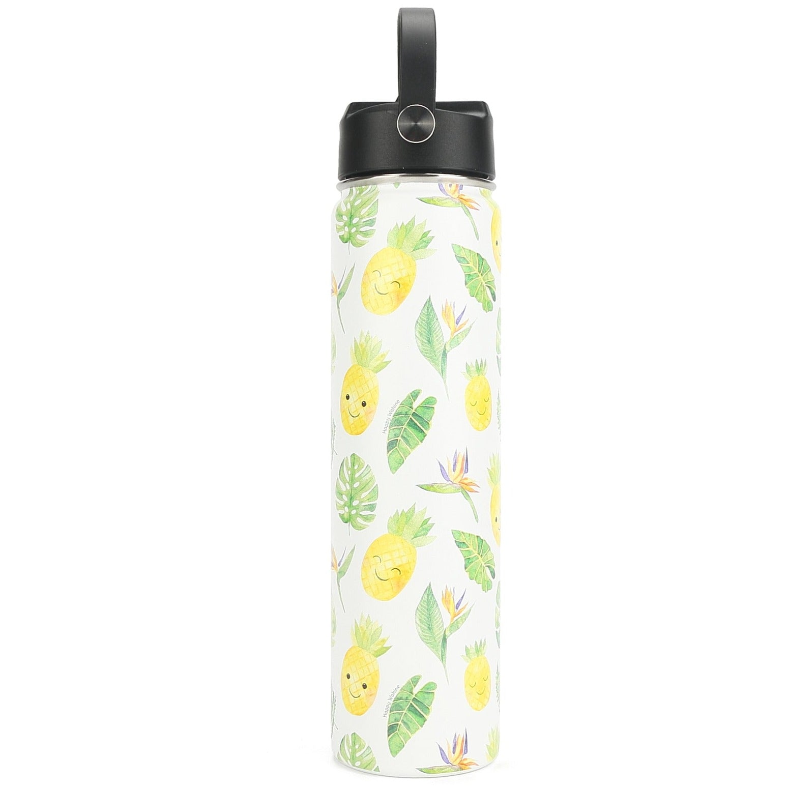 24oz Insulated Stainless Steel Water Bottle with Pineapple Monstera Design - Keeps Drinks Cold 24Hrs/Hot 12Hrs - Perfect for Gym, Hiking, Travel & Office Use