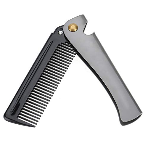 Stainless Steel Folding Beard Comb for Men - Portable Pocket Mustache Shaping Tool with Round Teeth - Perfect for Travel, Grooming & Styling Beards