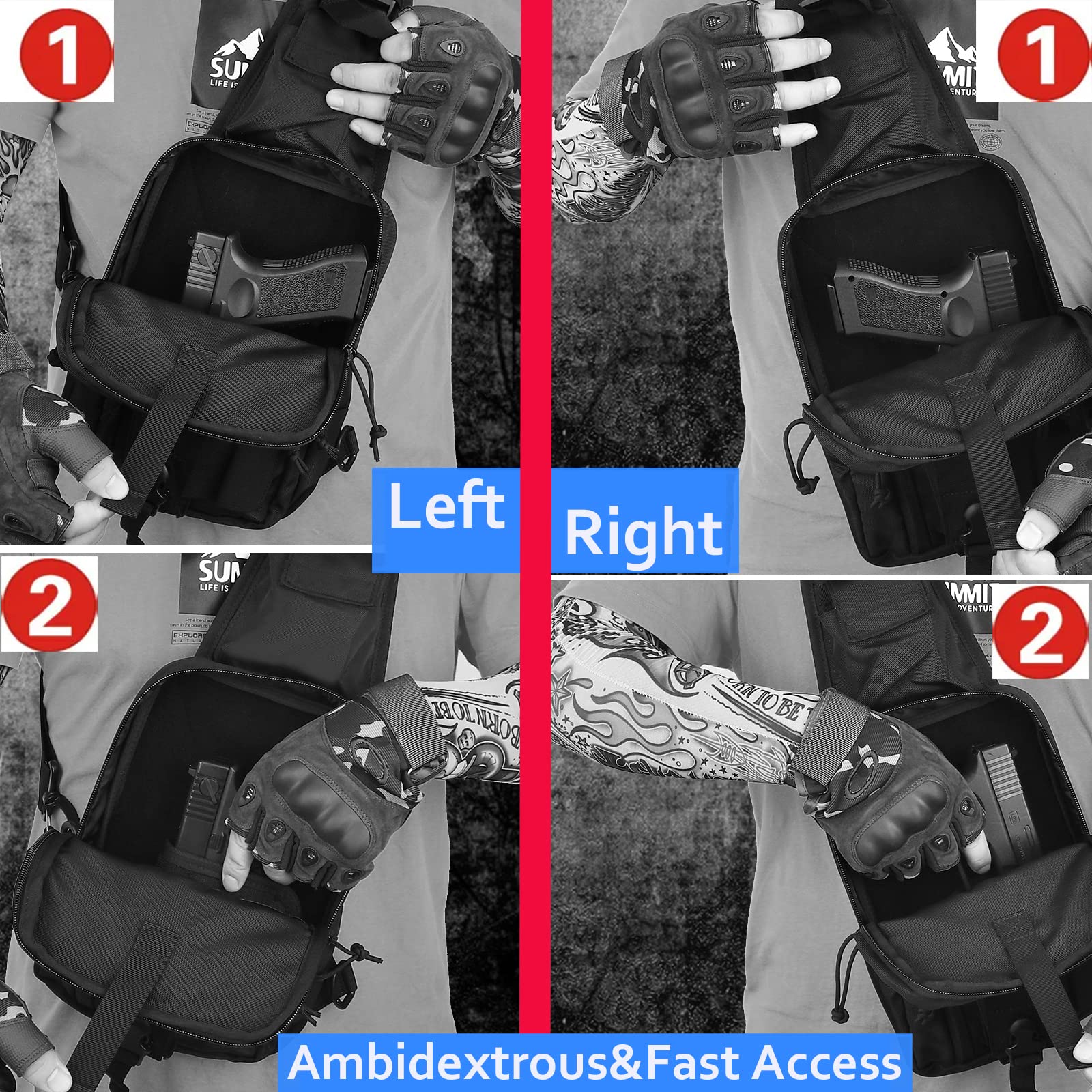 Tactical Chest Sling Bag for Pistol - Concealed Carry Crossbody Holster Shoulder Pack | Perfect for Outdoor Shooting, Hunting, Hiking & Range Training