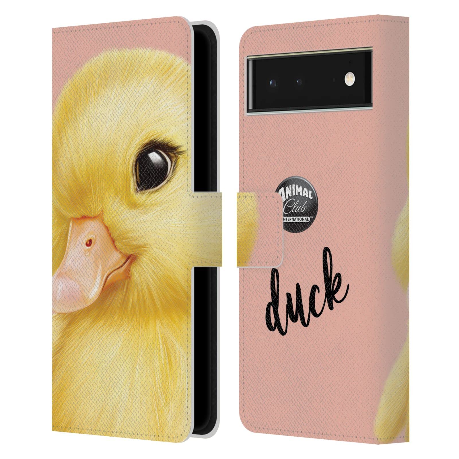 Official Duck Leather Wallet Case for Google Pixel 6 - Animal Club Design for Daily Use