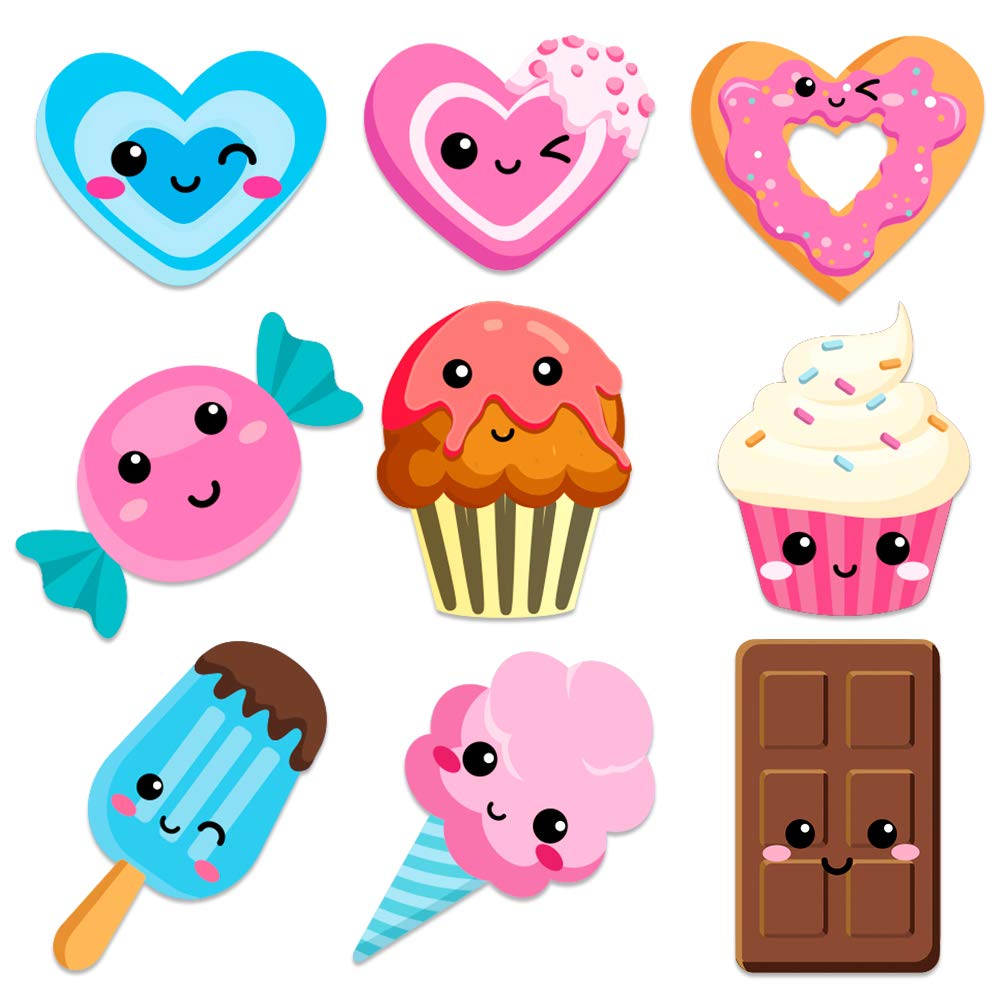 WaaHome 207pcs Valentine's Day Stickers for Kids - Smile Face, Heart, Ice Cream & Cupcake Stickers Bulk Pack | Perfect for Classroom Crafts, Party Favors, Scrapbooking & DIY Projects