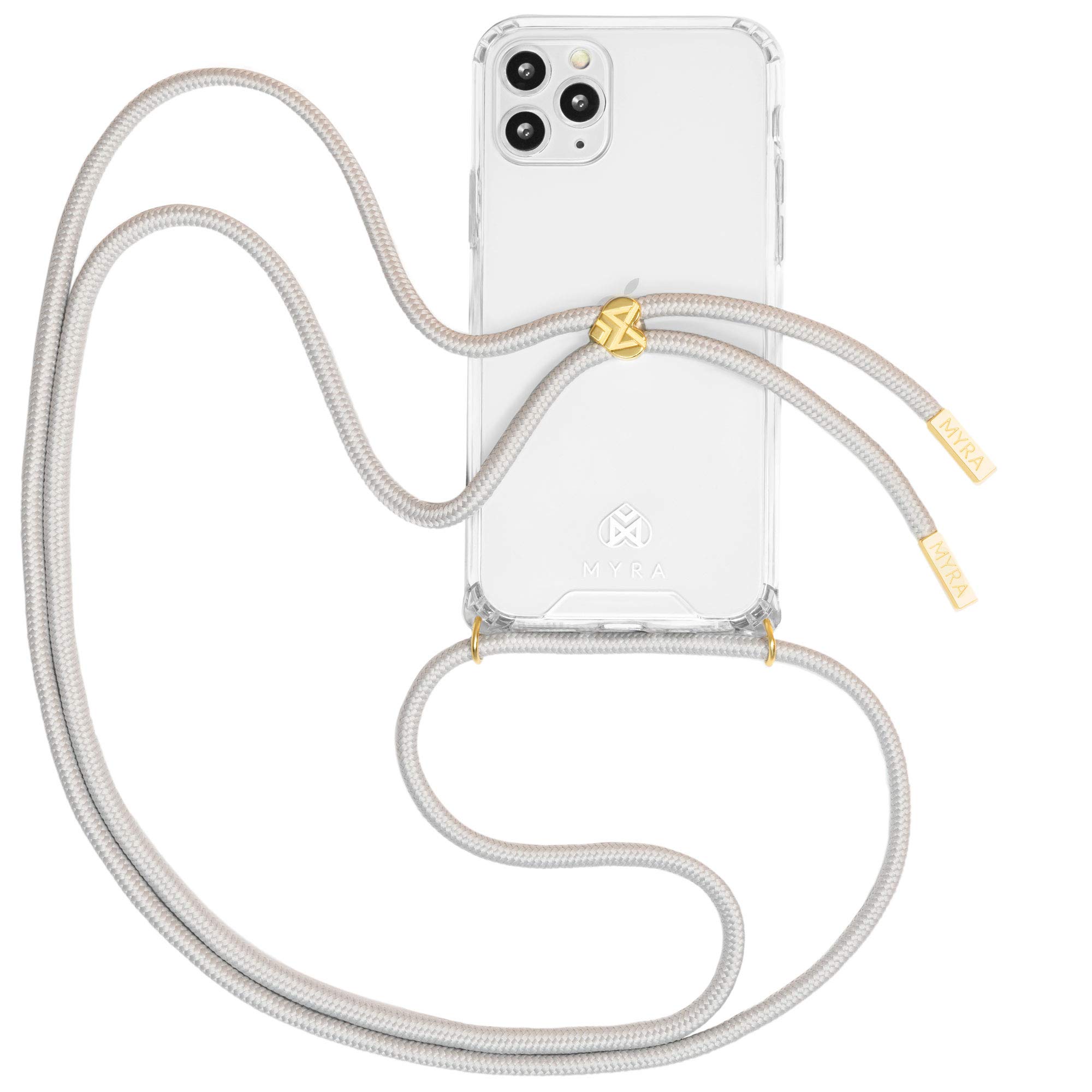 MYRA Crossbody Phone Case for iPhone 11 - Removable & Interchangeable Rope Strap - Misty Grey - Perfect for Travel, Shopping & Hands-Free Convenience