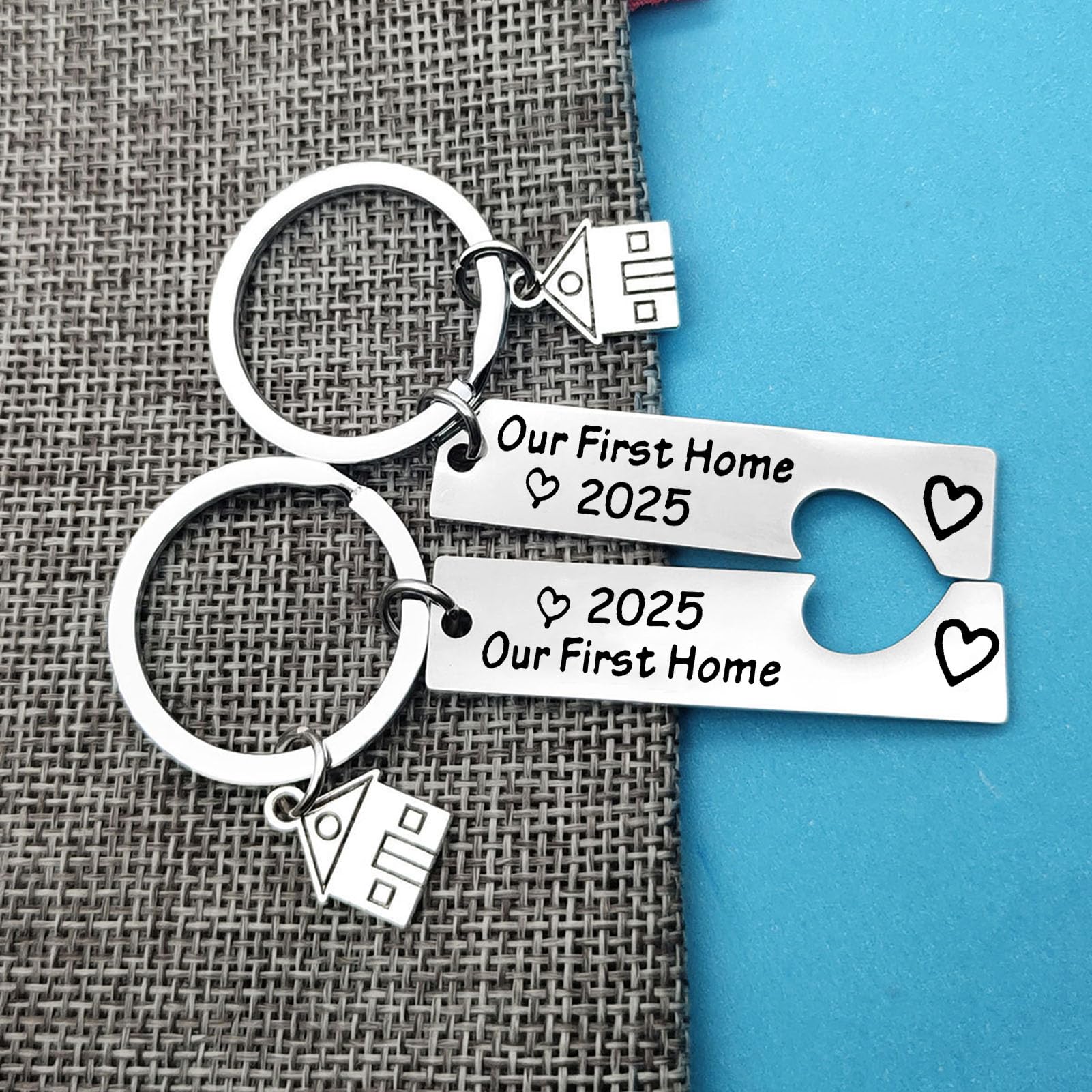 Our First Home 2025 Keychain Set - Housewarming Gift for New Homeowners, Couples & Friends - New House Keychain Gift for Family - Perfect for Housewarming Parties & New Home Celebrations