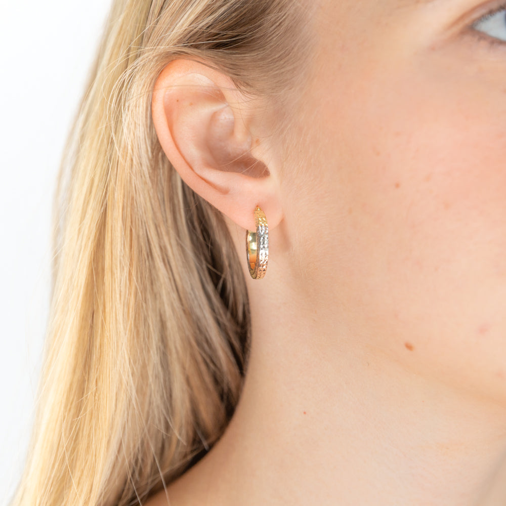 9ct Multitone Gold Silver Filled Square Hoop Earrings for Women - Elegant Fashion Jewelry Gift for Birthday, Anniversary & Everyday Wear
