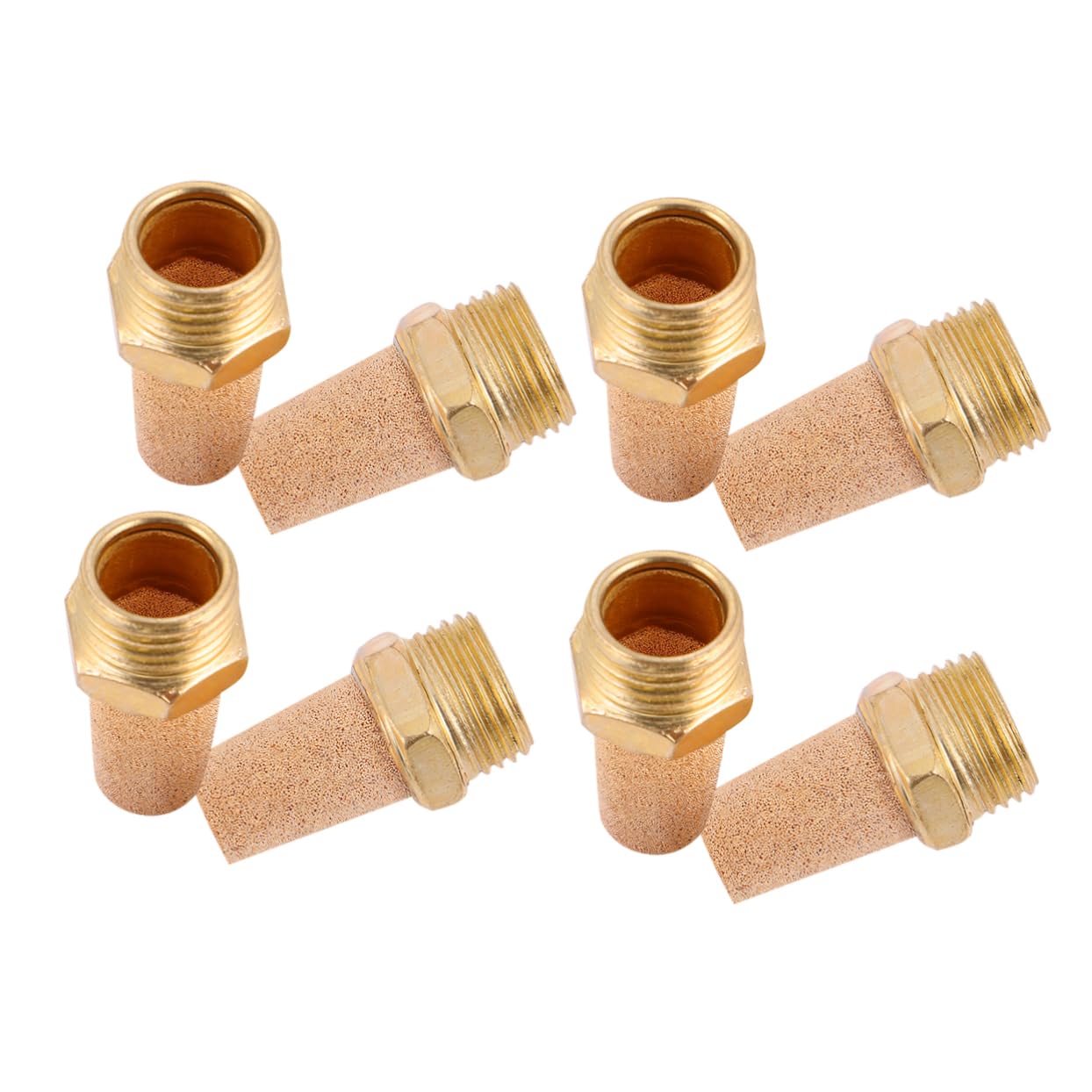 4PCS Brass Pneumatic Muffler G1/2 Male Thread Air Solenoid Connector - Noise Reduction for Air Compressor Systems - Ideal for Industrial Machinery & HVAC Applications