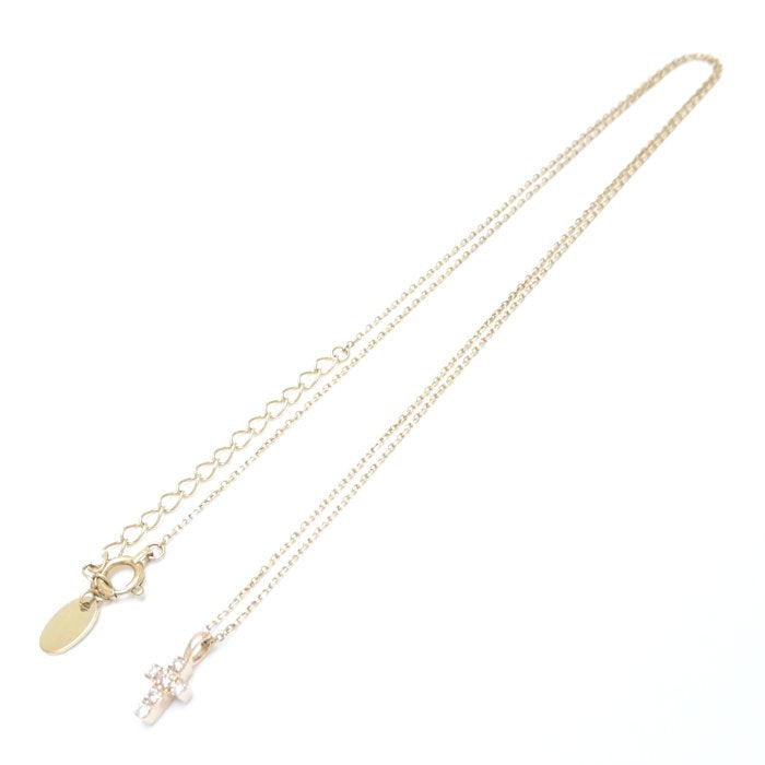 4℃ K10PG Pink Gold Diamond Cross Necklace for Women - Elegant Religious Jewelry Gift for Baptism, Confirmation & Everyday Wear